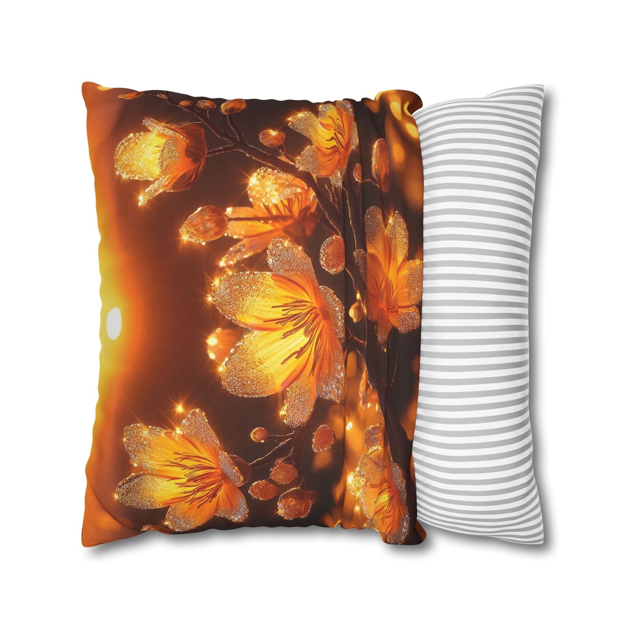 Yellow flowers in sunset - Polyester Square Pillowcase
