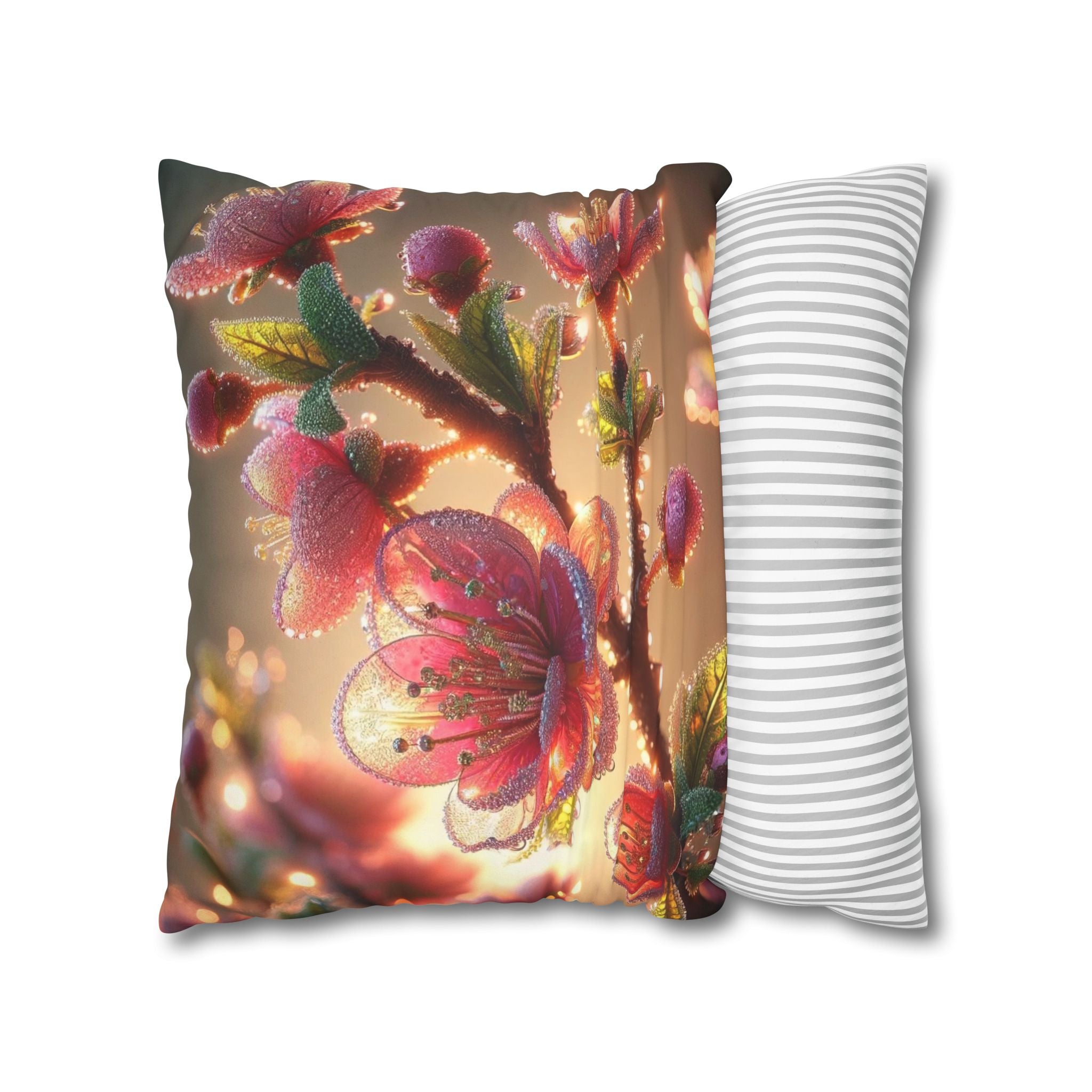 Large Pink flowers - Suede Square Pillowcase