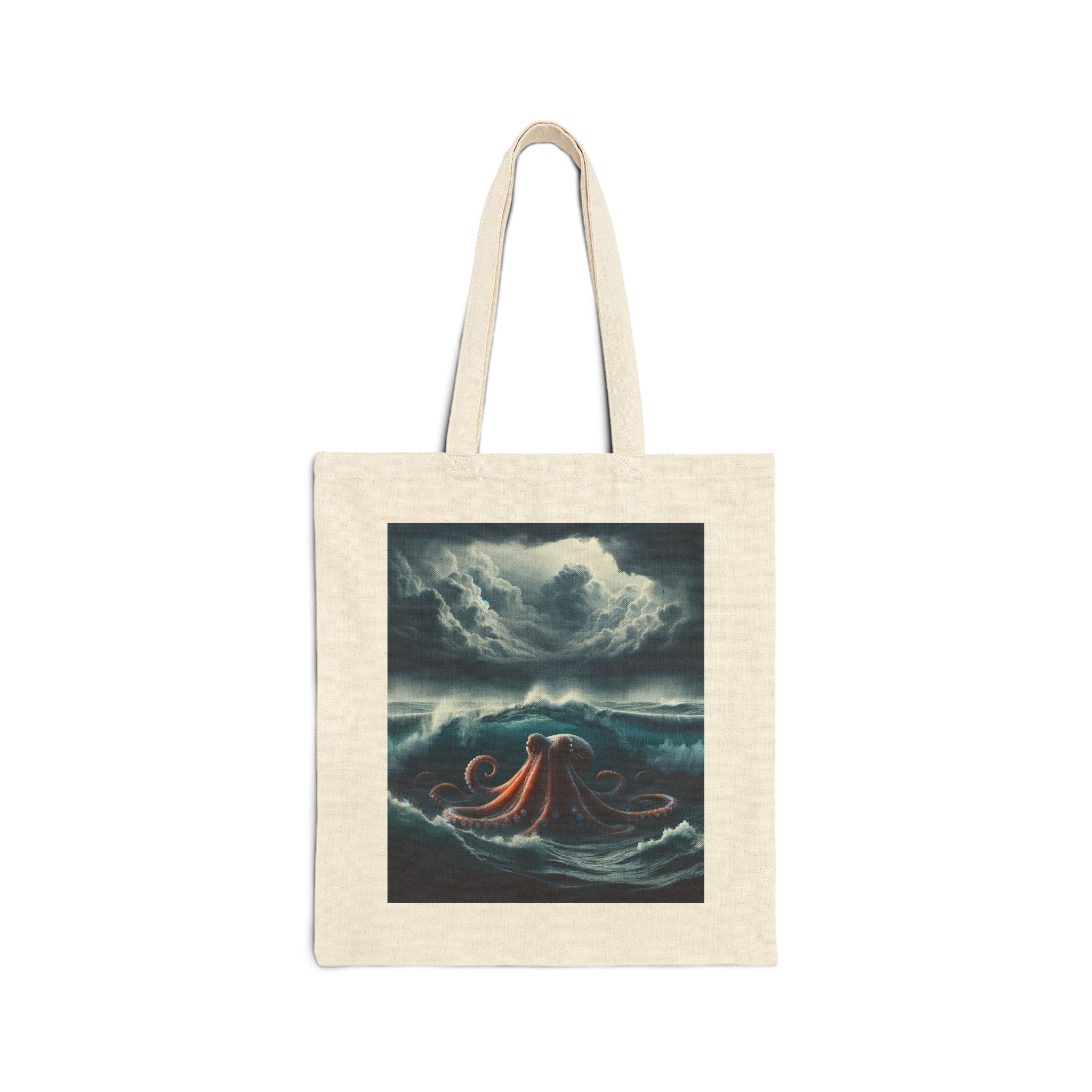 Ocean-Themed Cotton Canvas Tote Bag