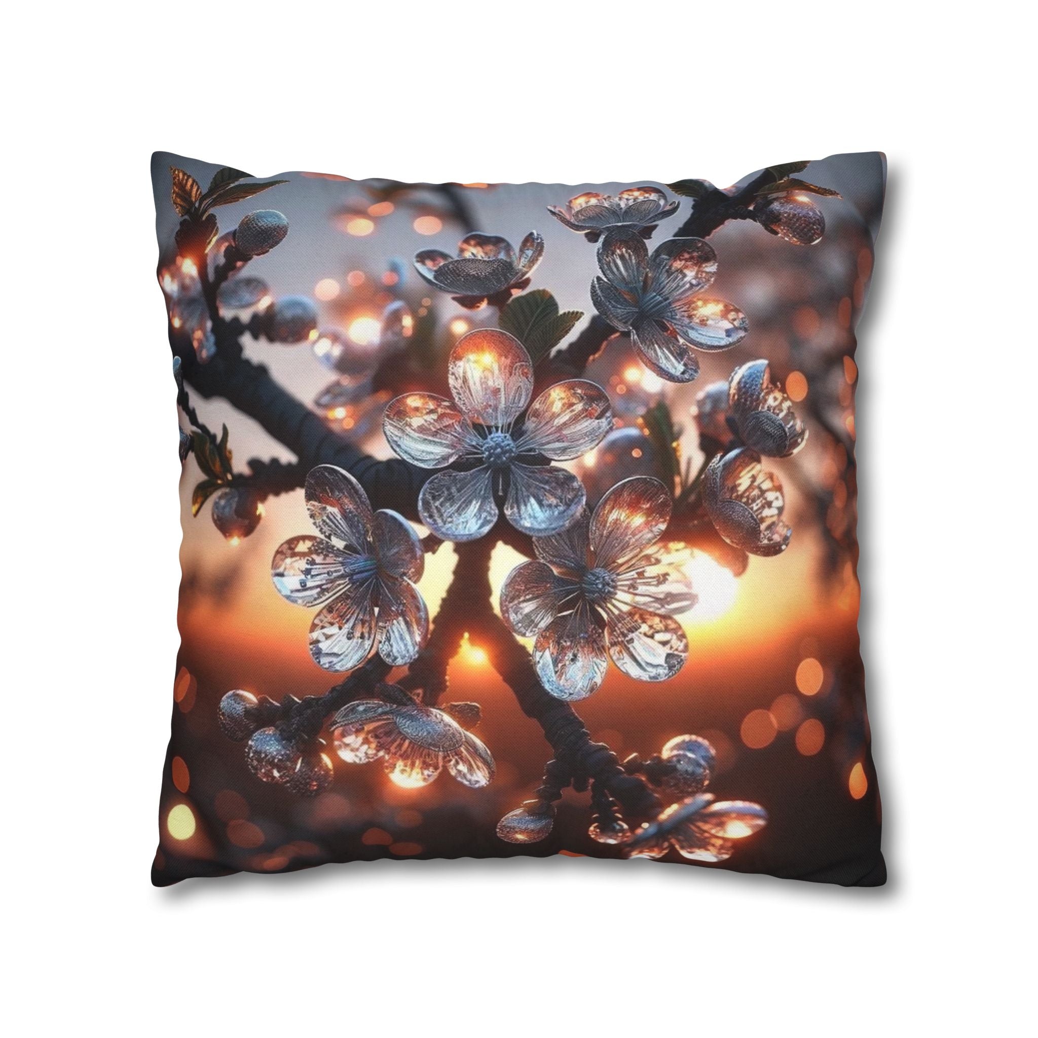 A branch full of white flowers - Polyester Square Pillowcase