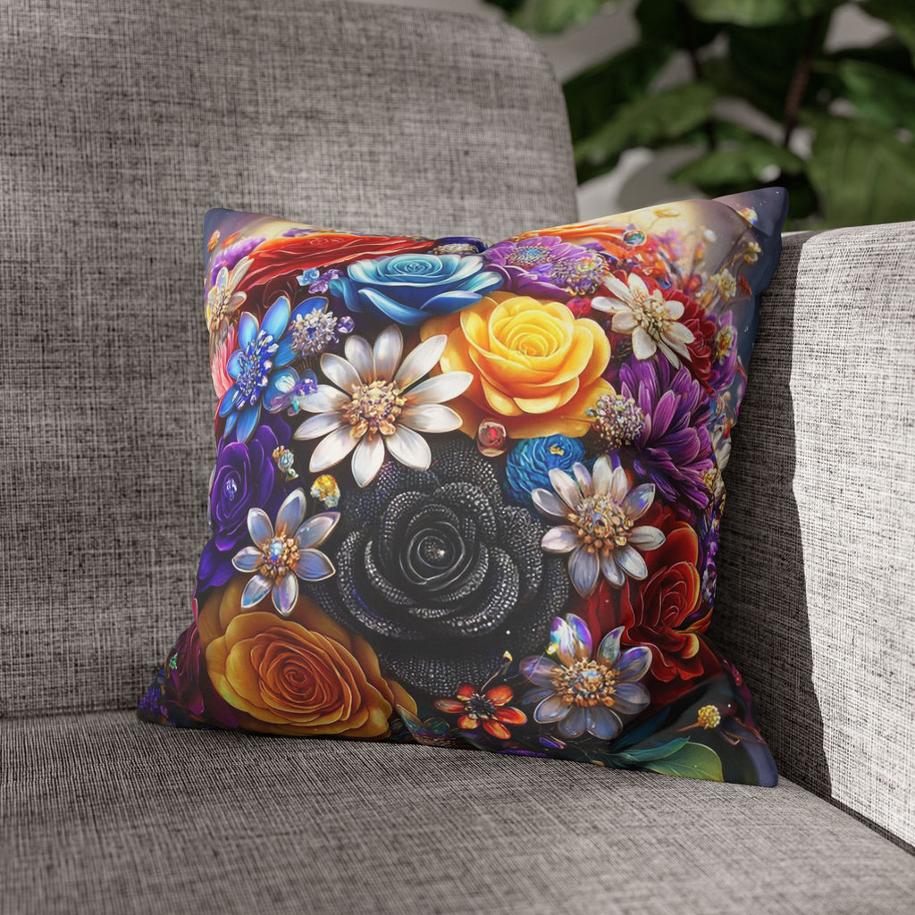 Bouquet of colourful flowers (in the sun) - Suede Square Pillowcase