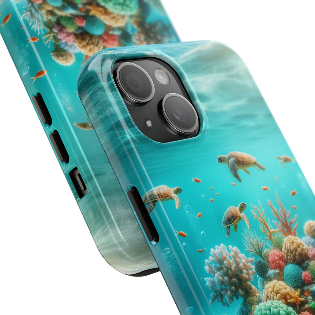 Phone Cases - Turtles on Coral Reef Design