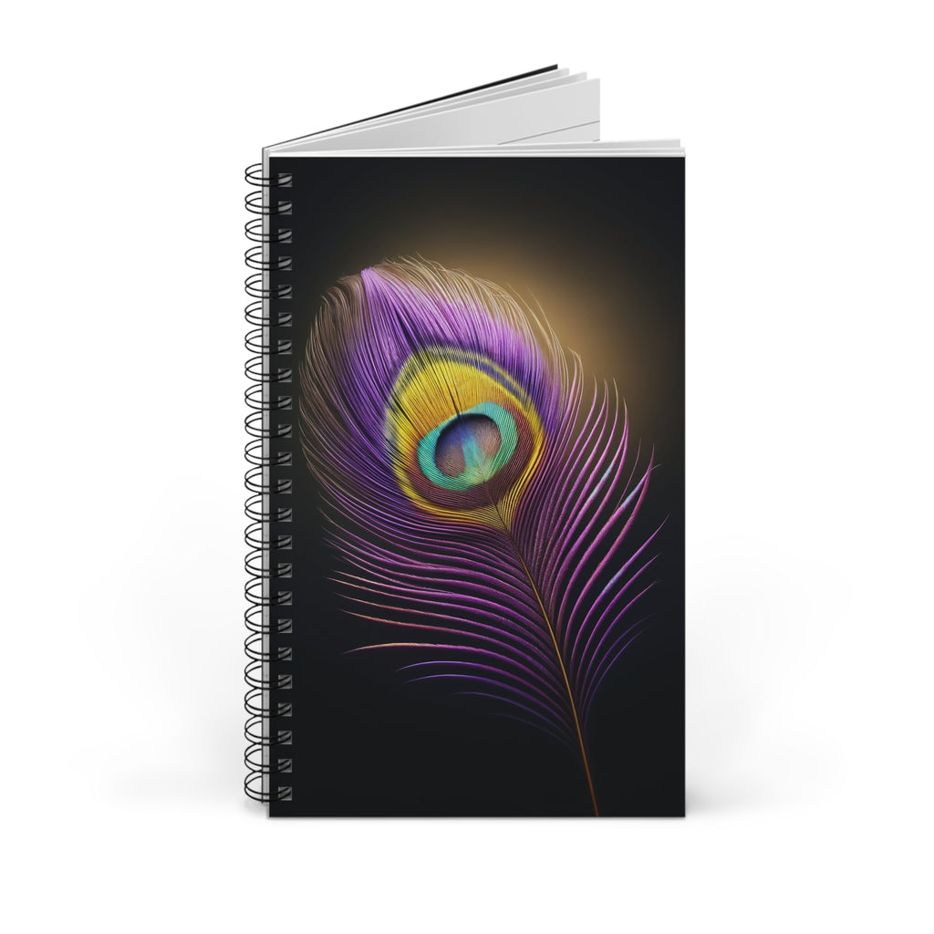 Fantasy Peacock Feather (Purple-Yellow) - Spiral Journal