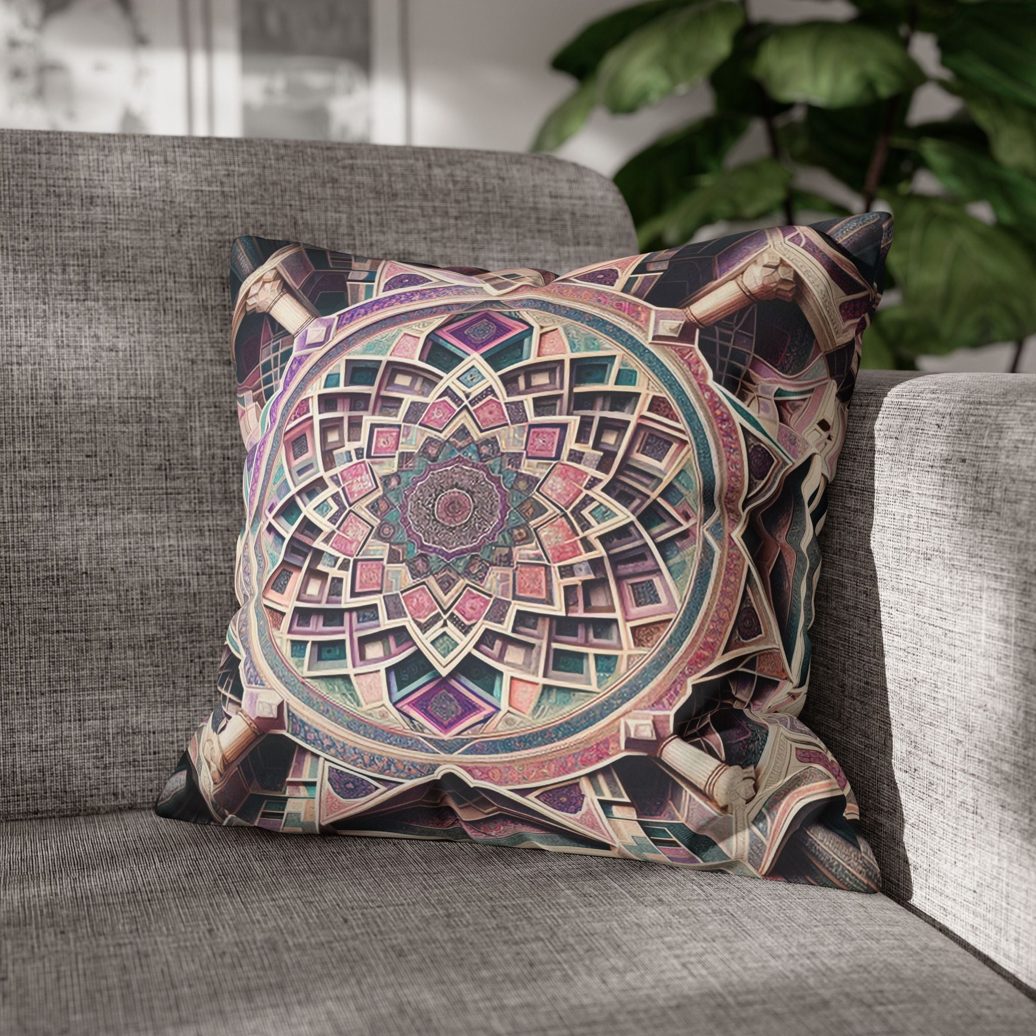 Persian Art (purple-grey) - Suede Square Pillowcase