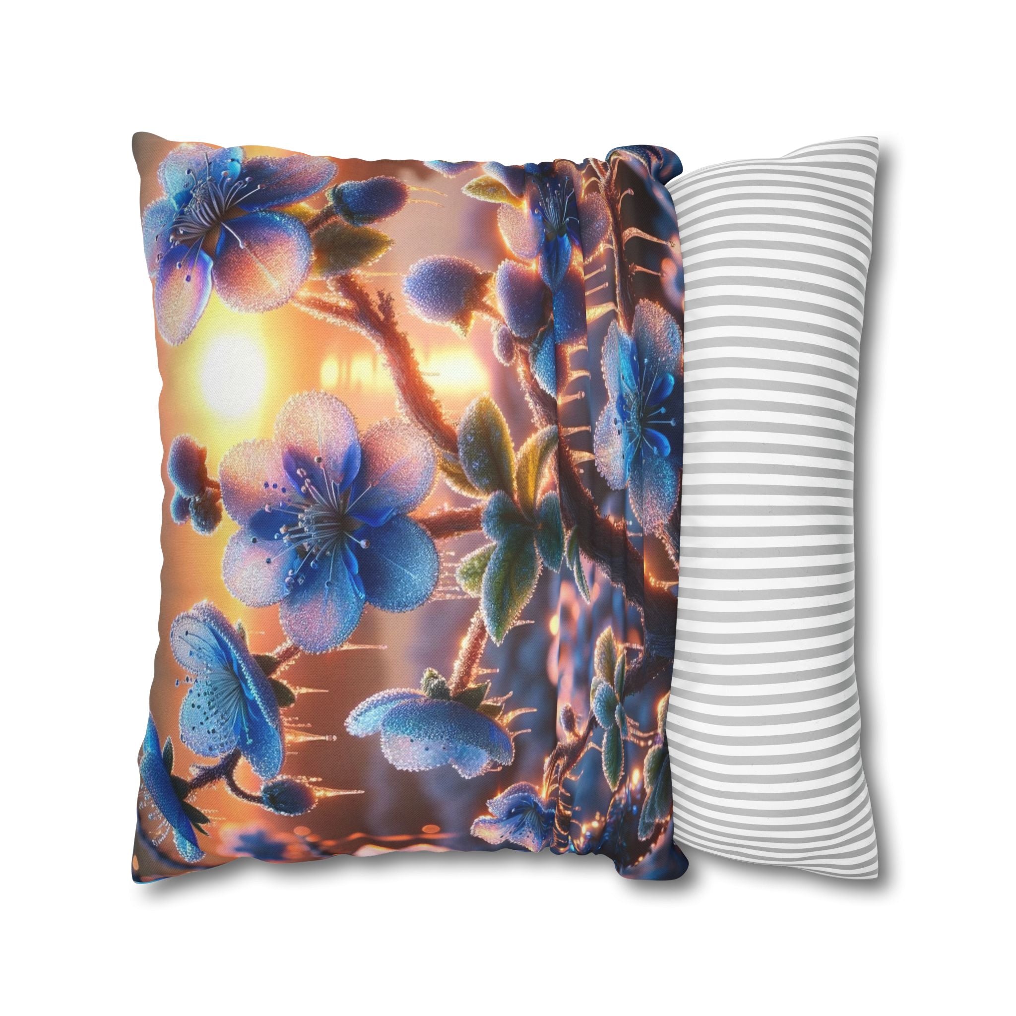 Pillowcase with Blue Flowers and Diamonds