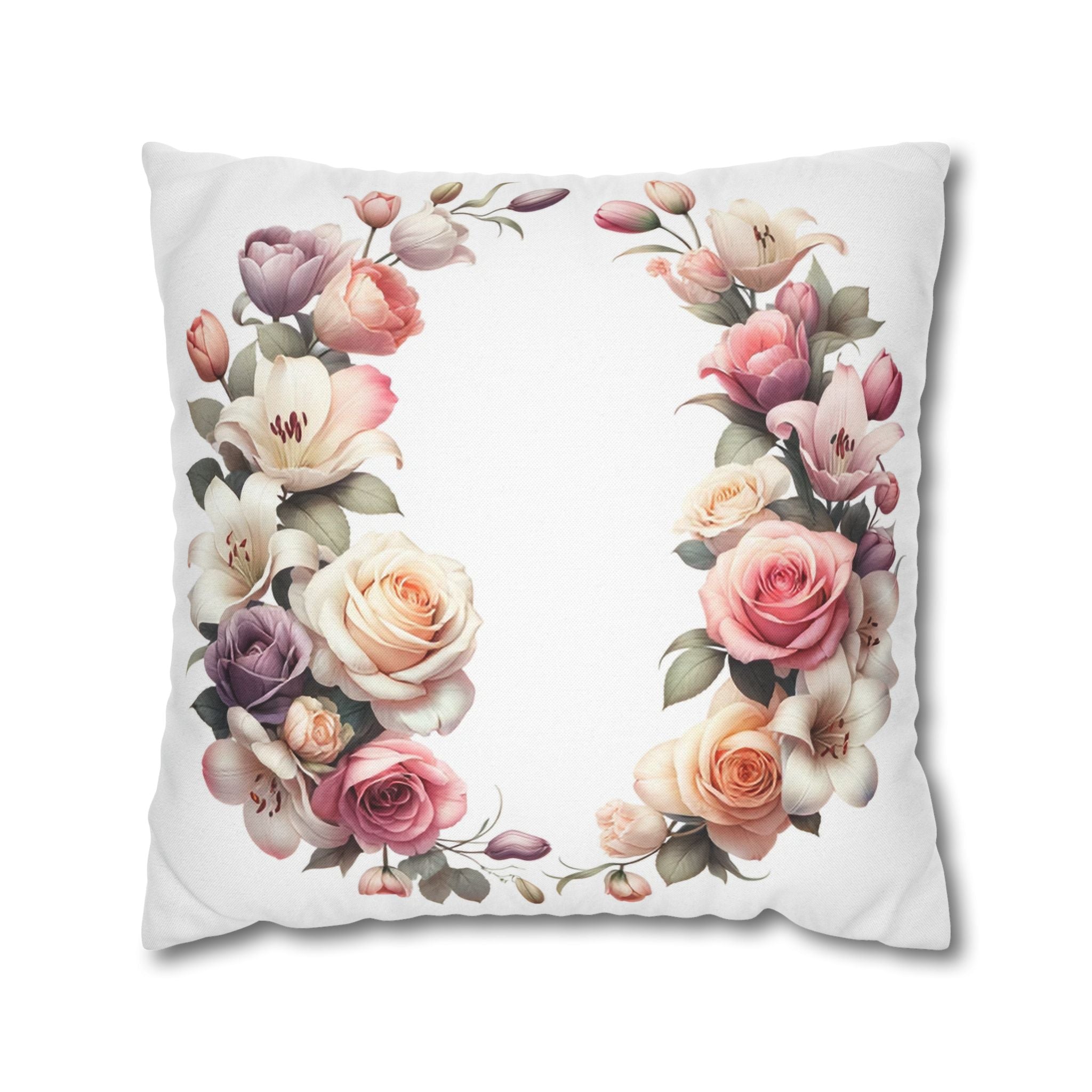 Roses on white background - Polyester Square Pillowcase