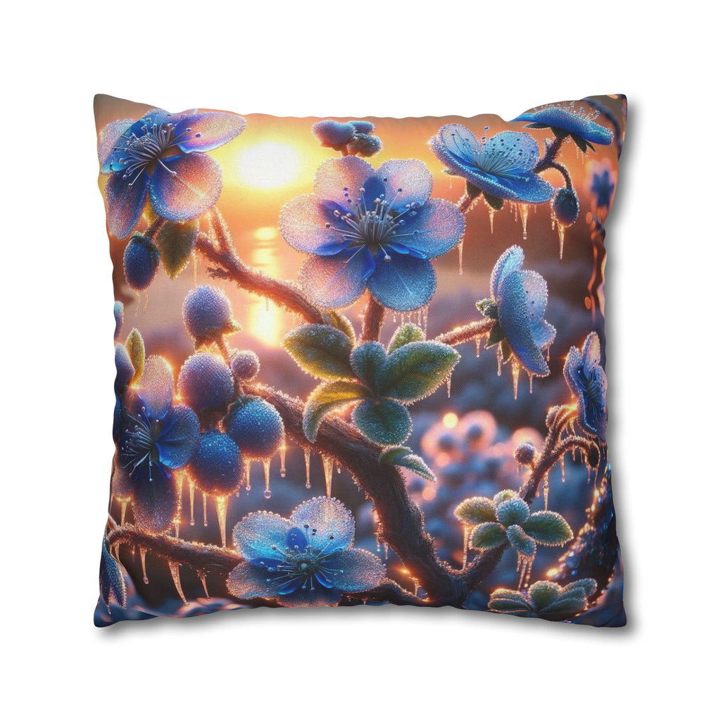 Pillowcase with Blue Flowers and Diamonds