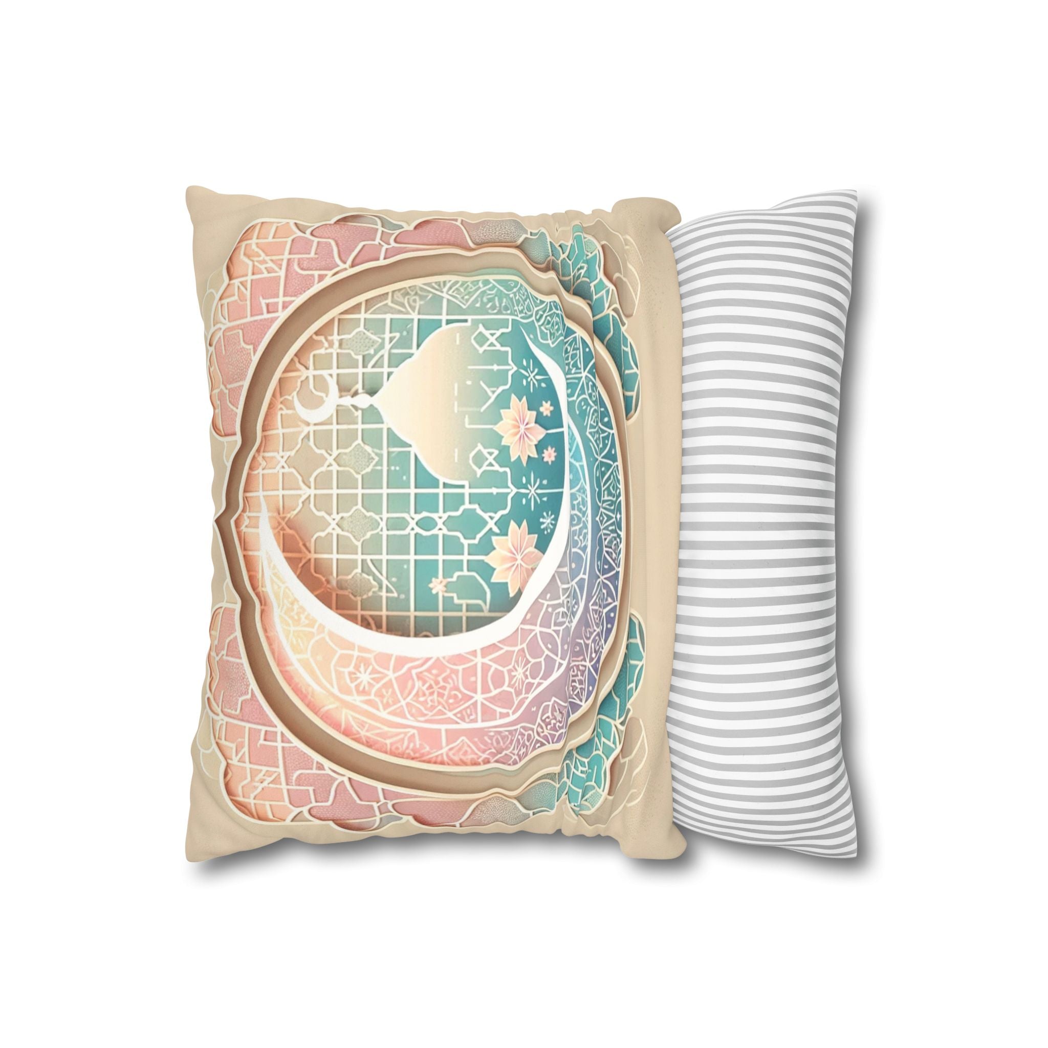 Islamic Art (pastel pink and green) - Suede Square Pillowcase