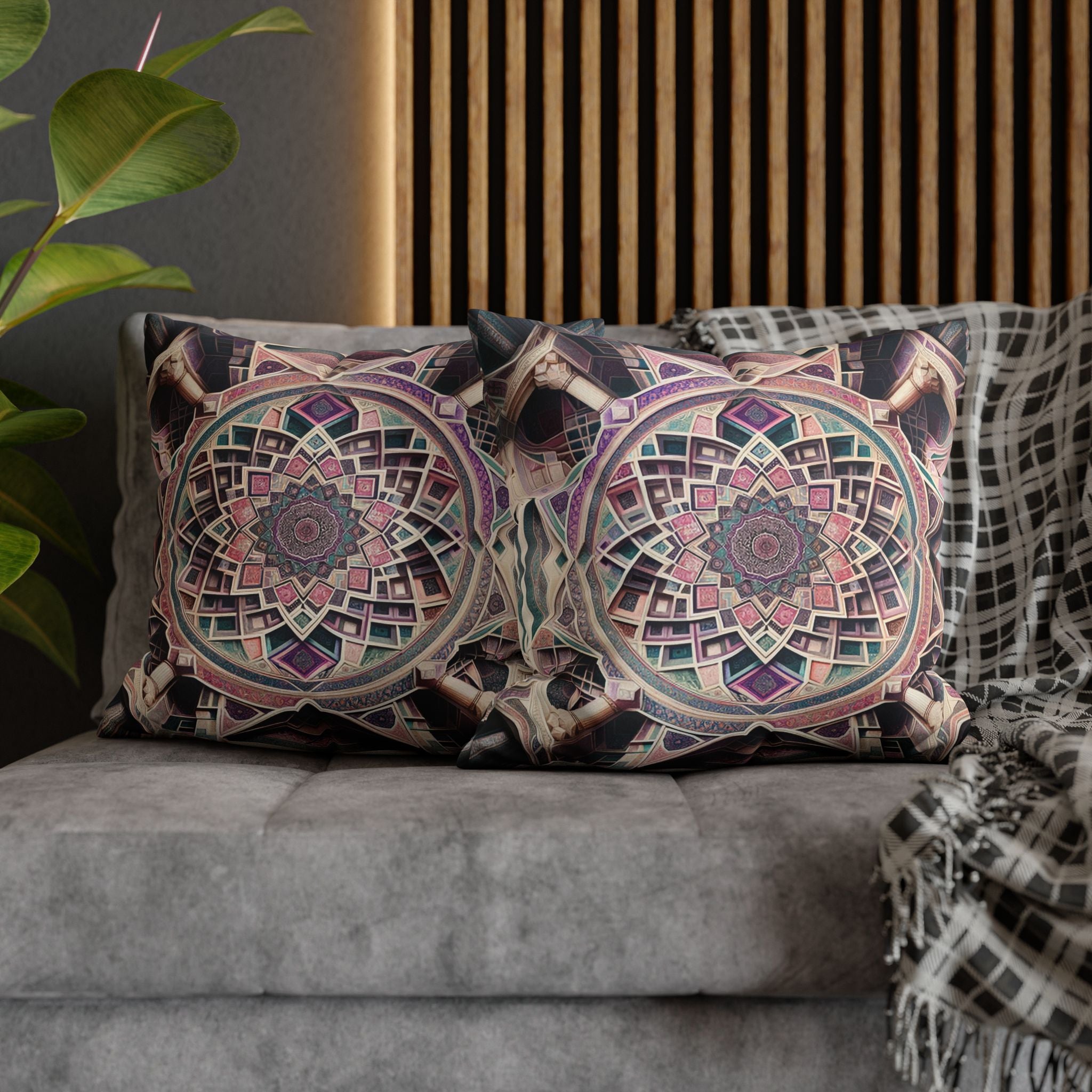 Persian Art (purple-grey) - Suede Square Pillowcase