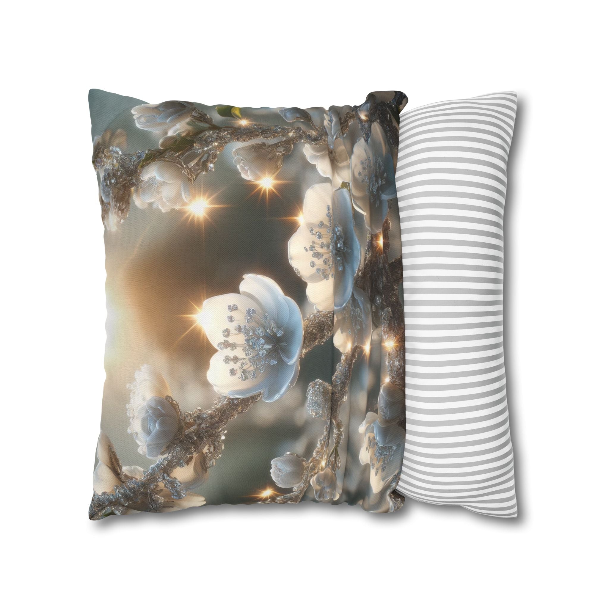 Small white flowers - Polyester Square Pillowcase