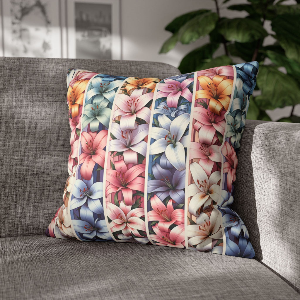 Lilies (in lines)- Suede Square Pillowcase