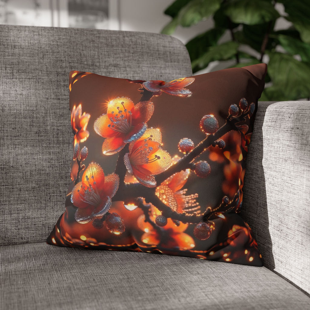 Orange-red flowers - Suede Square Pillowcase