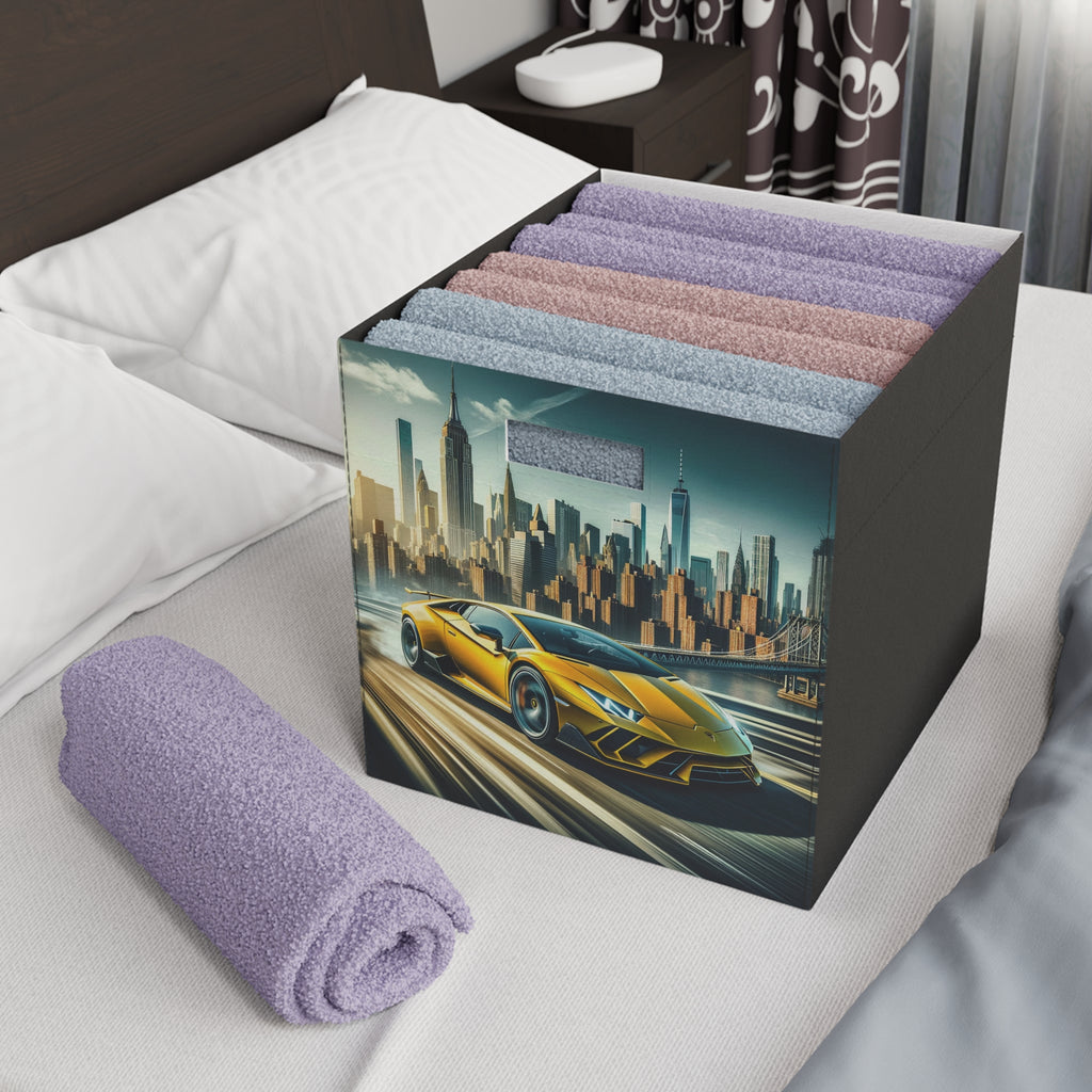 Yellow car leaving the city - Storage Box