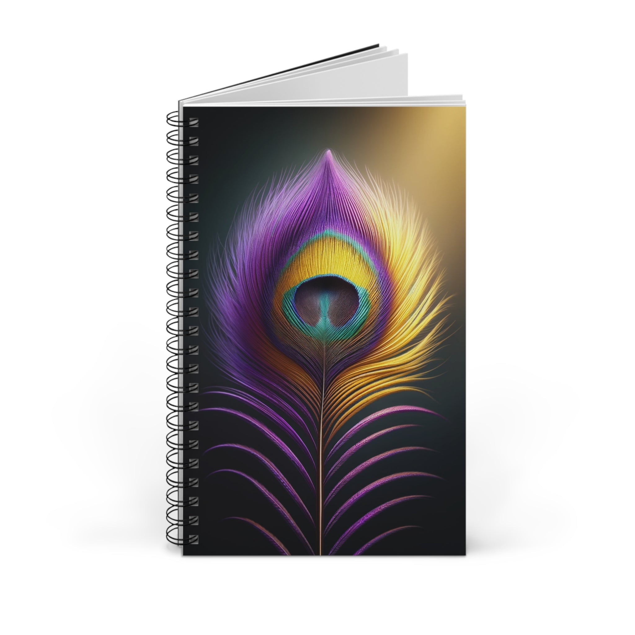 Fantasy Peacock Feather Purple-Yellow (2) - Spiral Journal