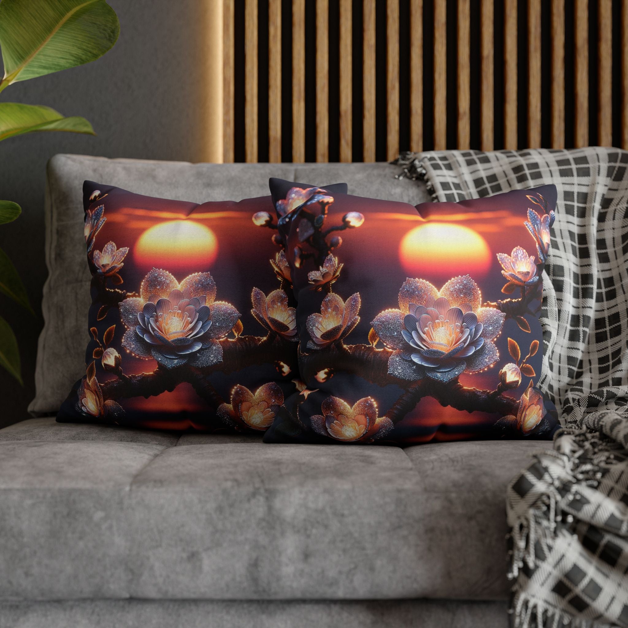 White flowers in the night - Polyester Square Pillowcase