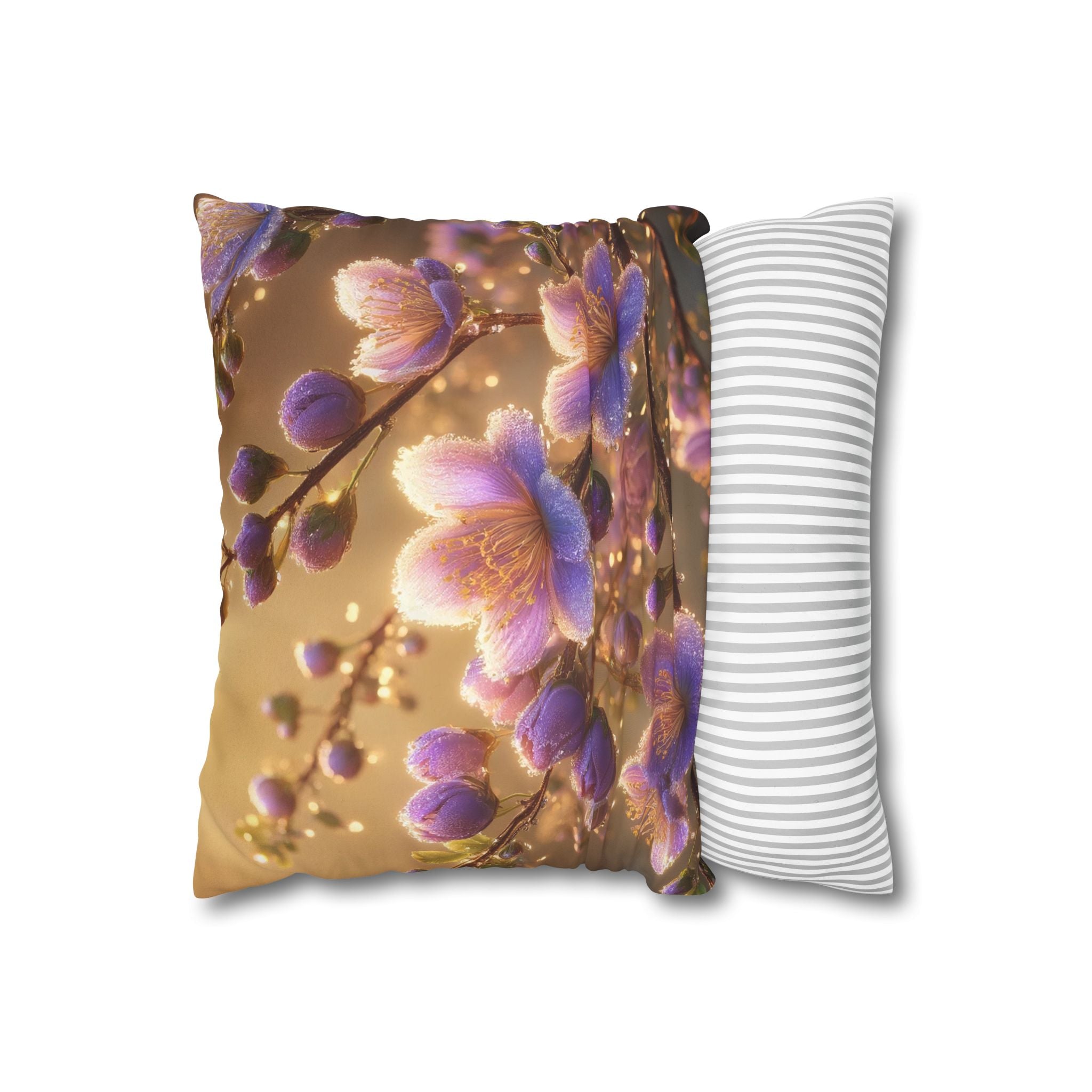 Purple and white flowers - Suede Square Pillowcase