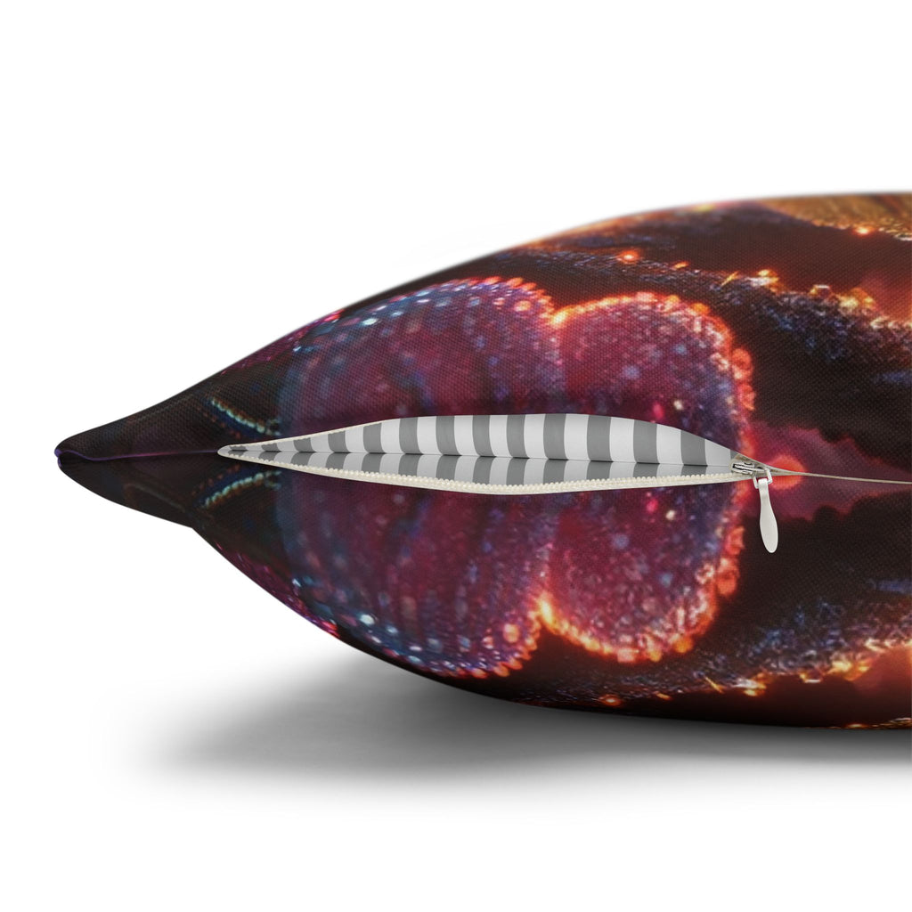 Multiple sized Pink flowers - Polyester Square Pillowcase