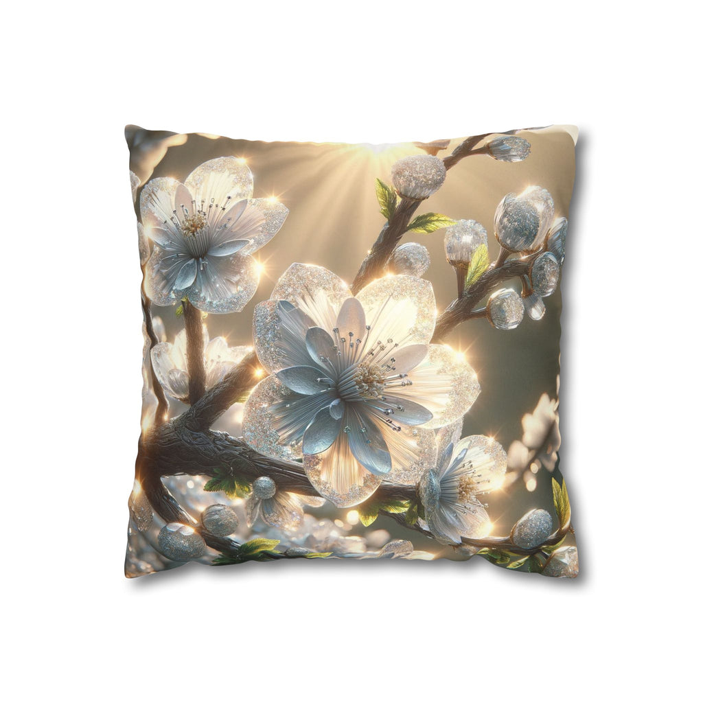 Big silver and white flowers - Suede Square Pillowcase