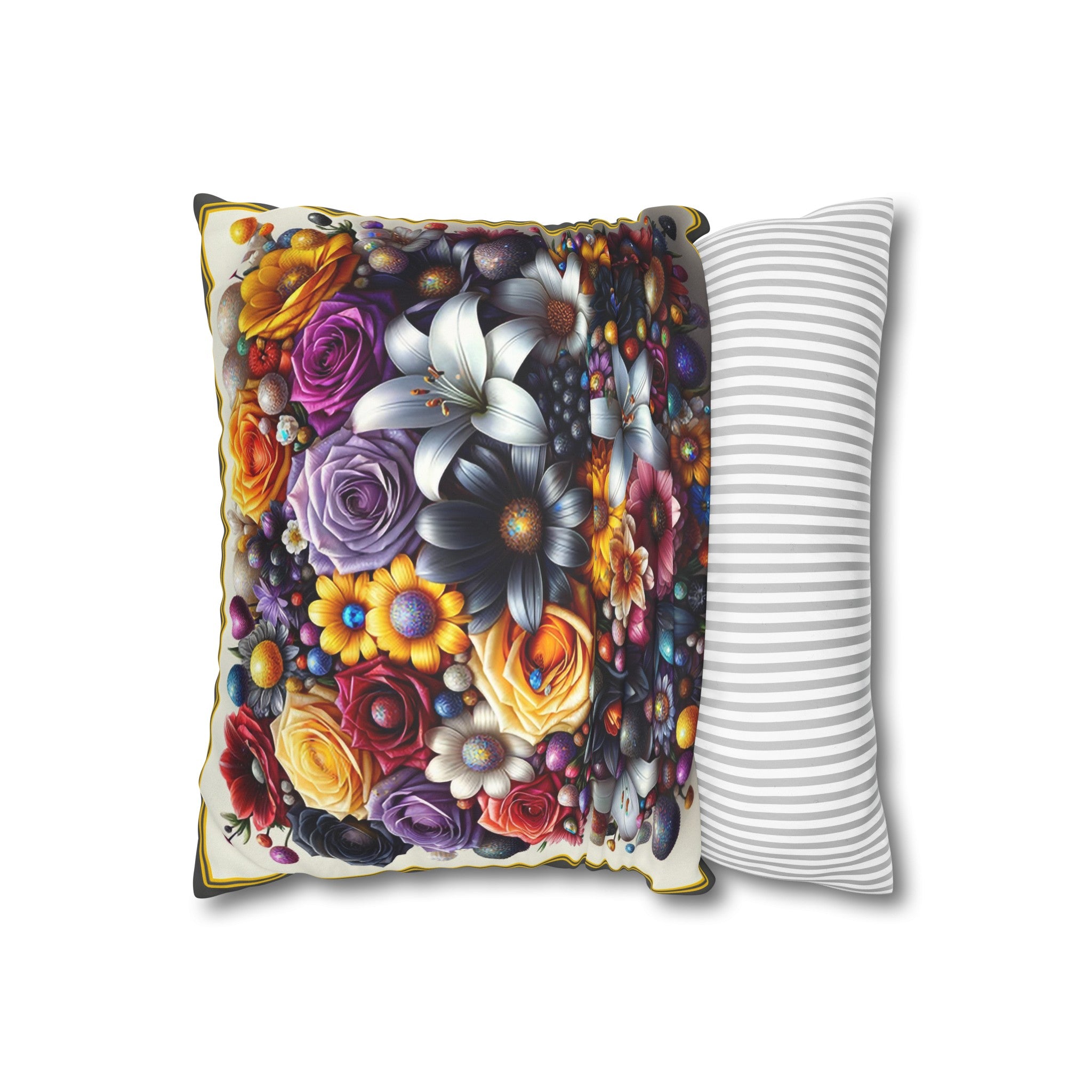 Colourful Bouquet (3) - Suede Square Pillowcase