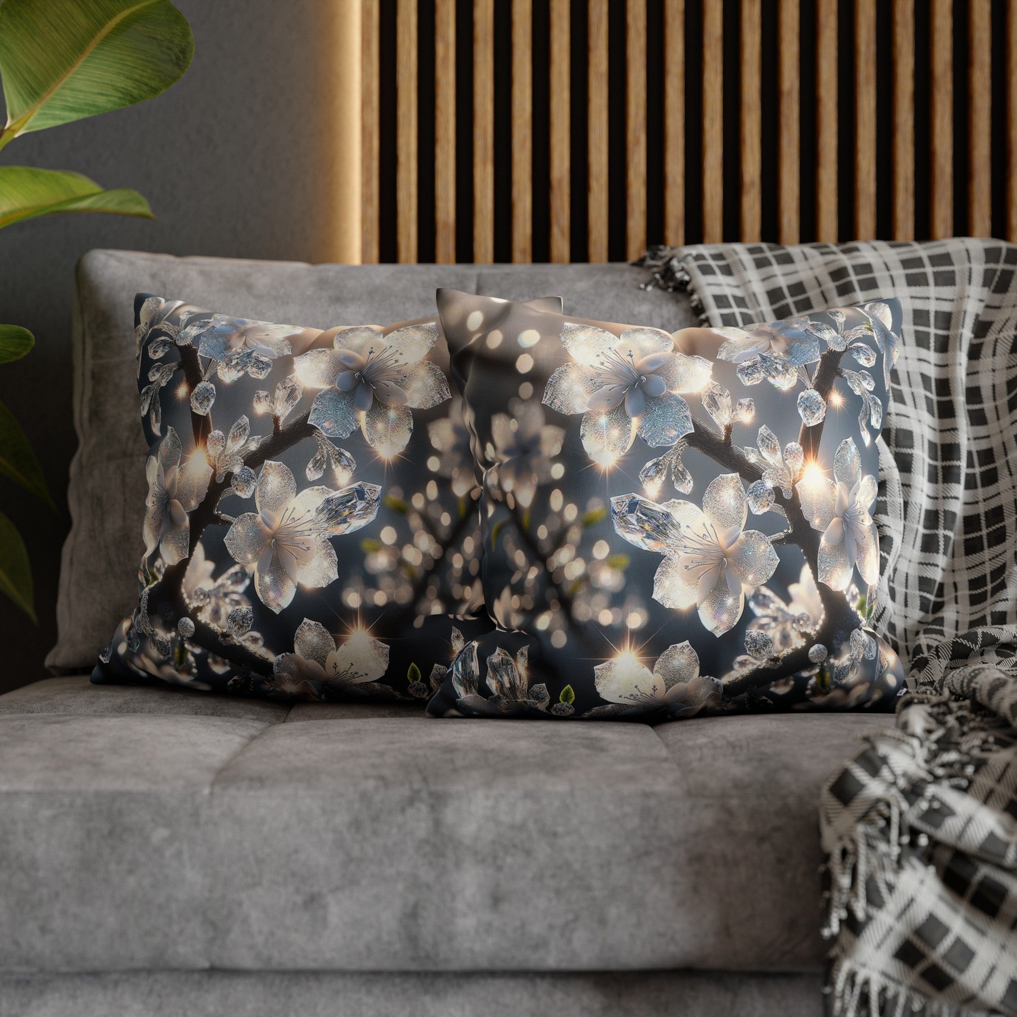 White, diamond flowers (5) - Suede Square Pillowcase