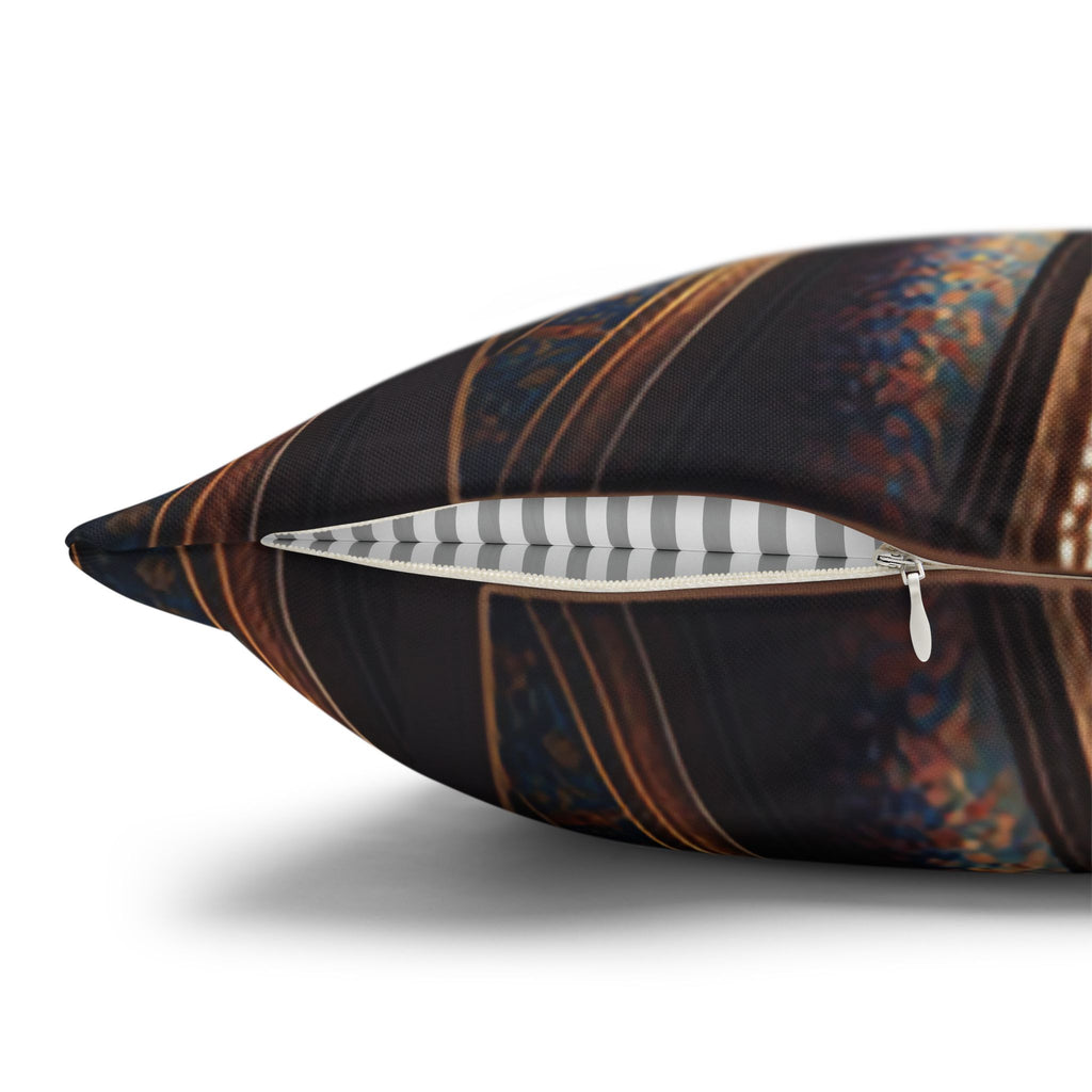 Persian art, brown-blue - Polyester Square Pillowcase