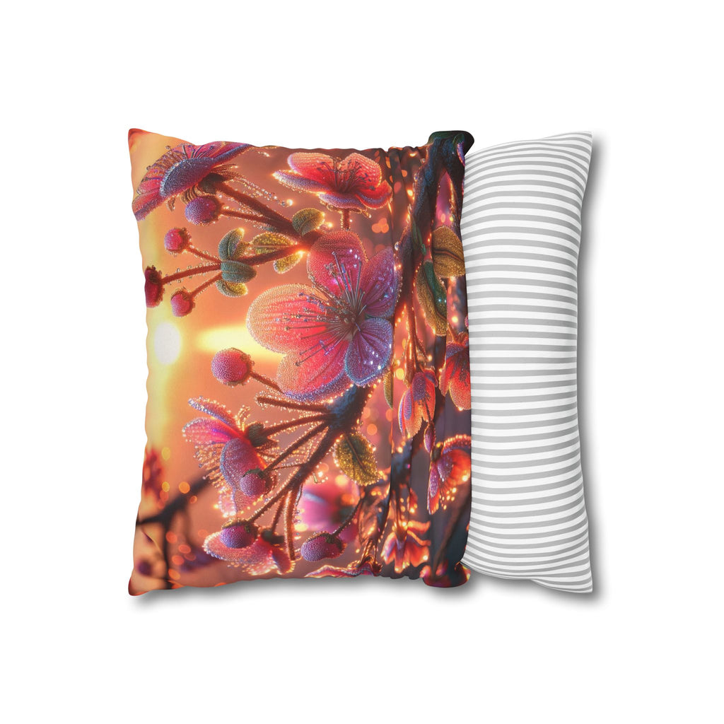 Pink diamond flowers - Suede Square Pillowcase