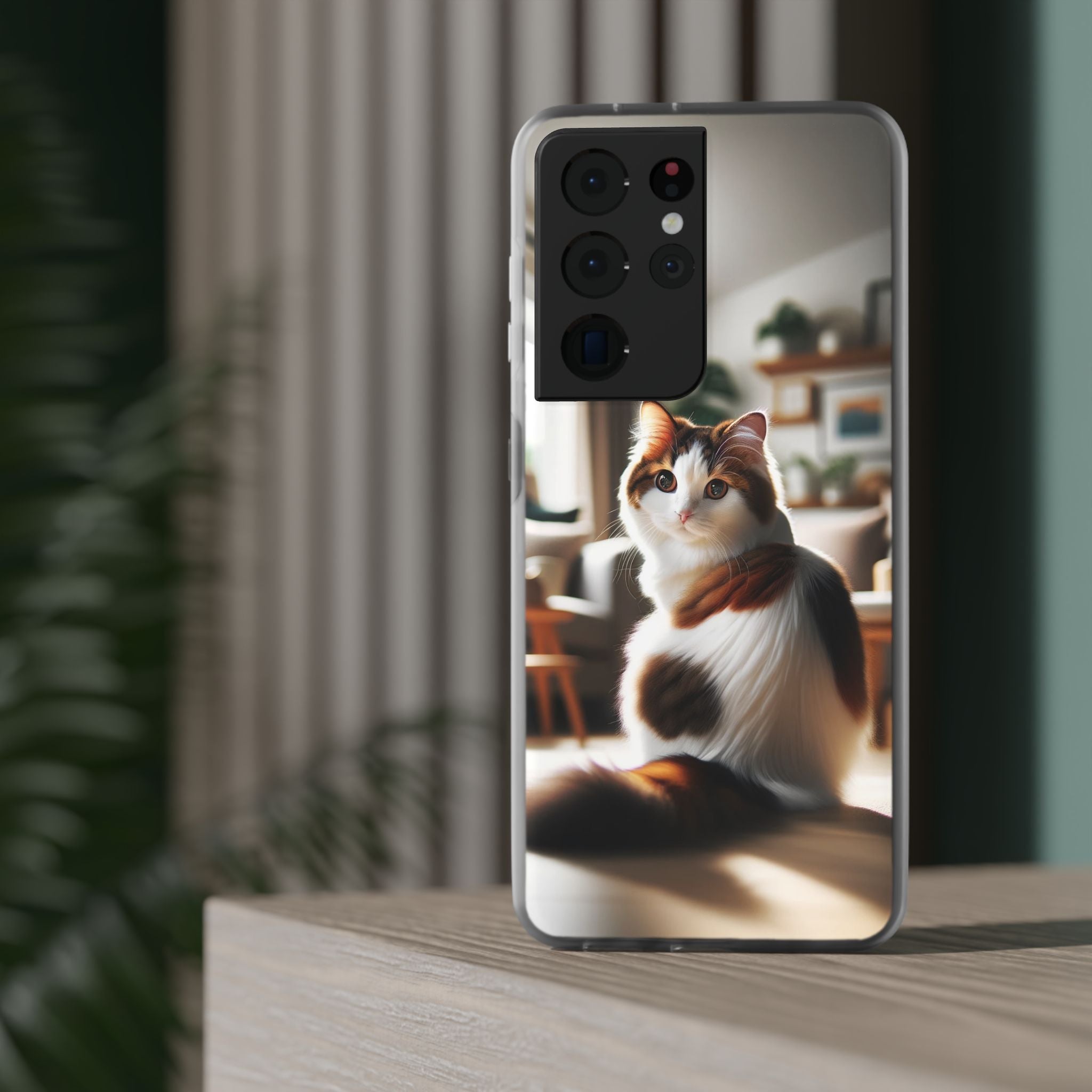 Curious, white-brown cat - Flexi Case (Samsung only)