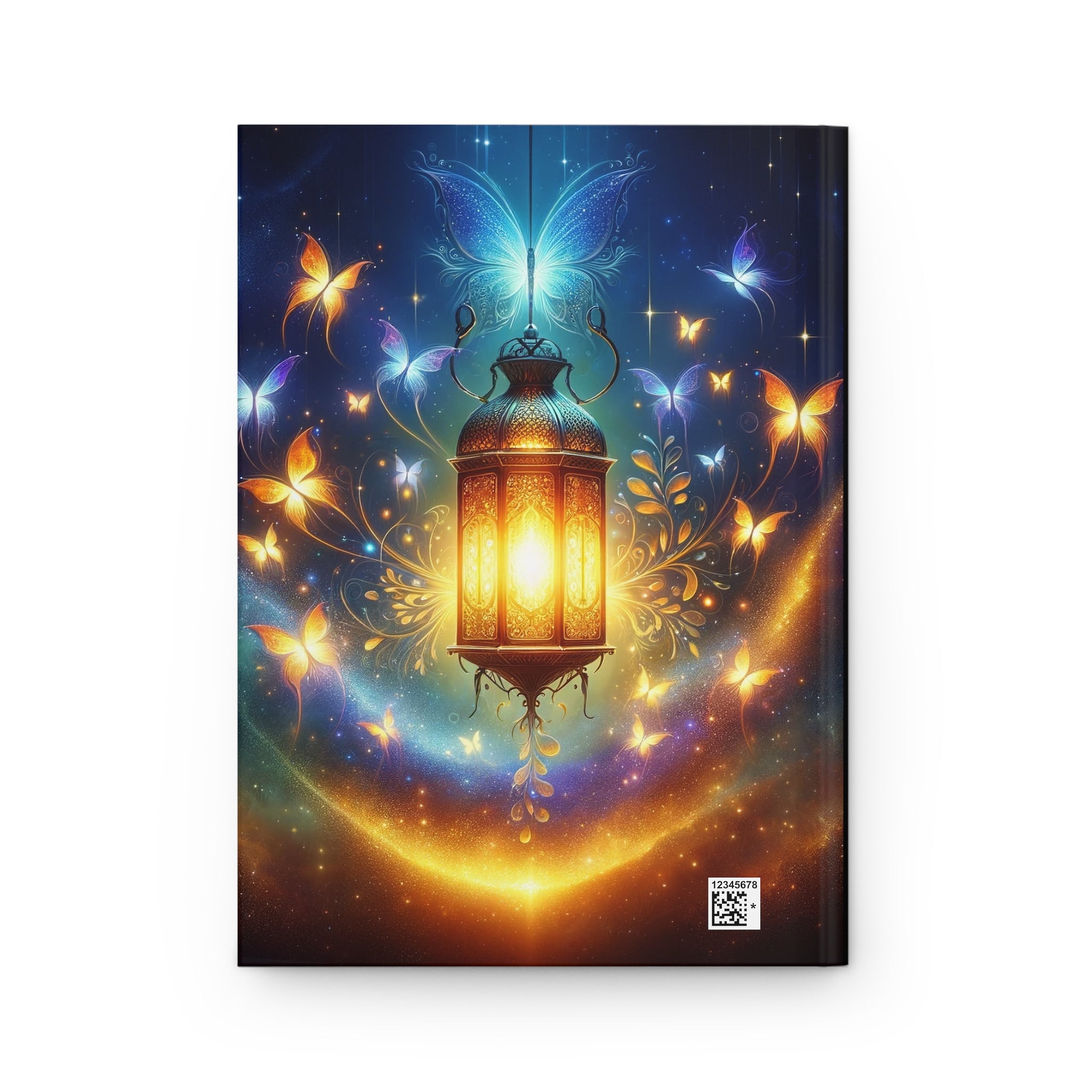 Butterflies flying around a lamp - Hardcover Notebook
