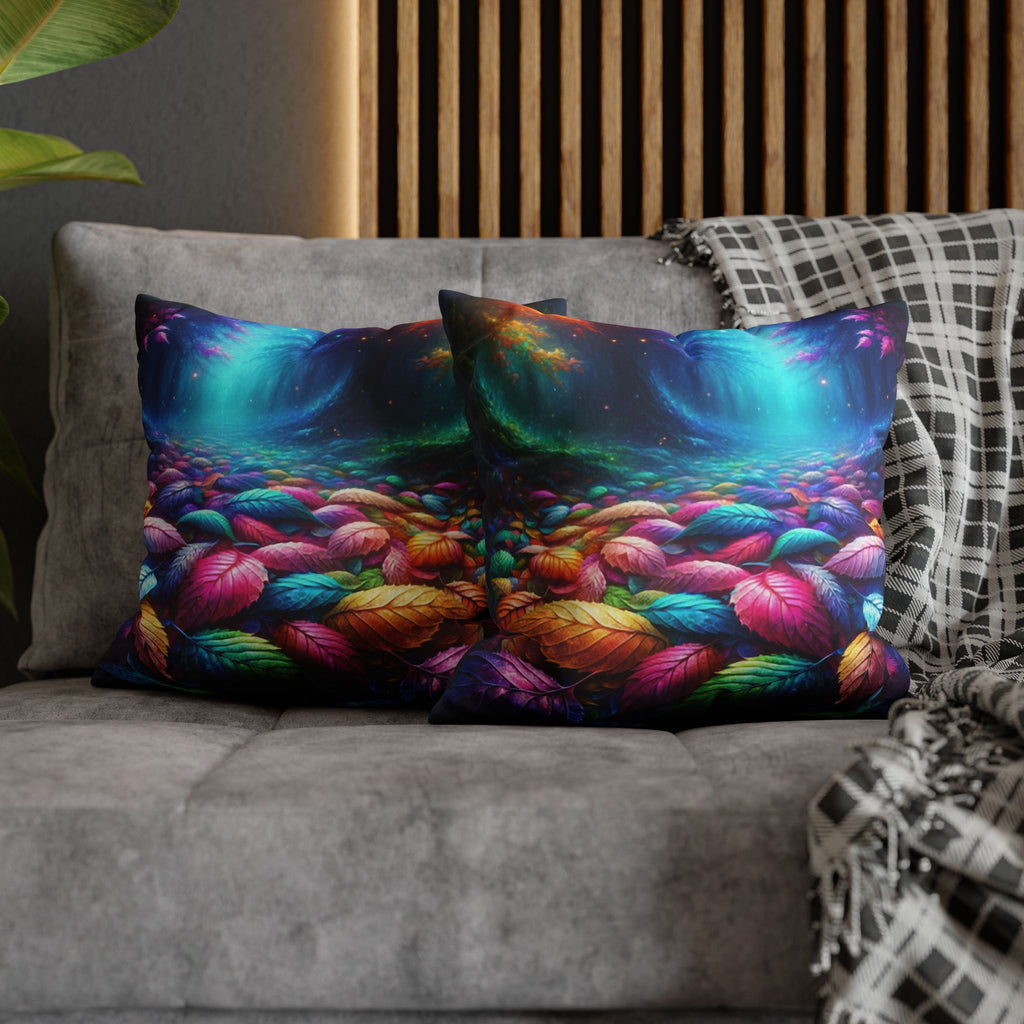 Magical leaves (blue light) - Suede Square Pillowcase