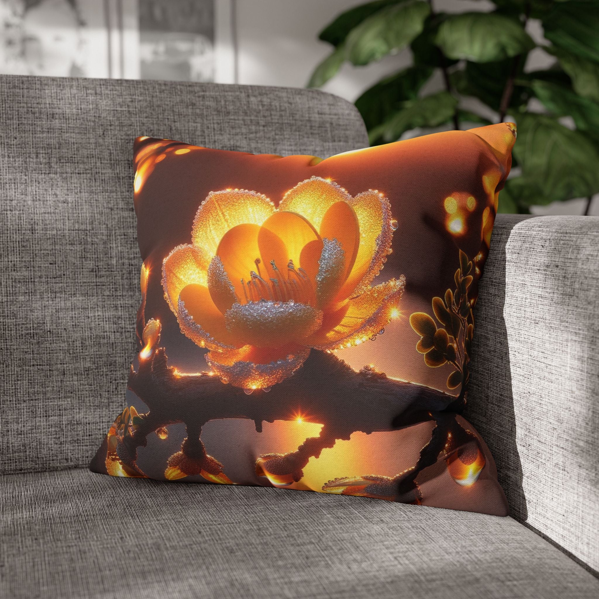 Big yellow flower  - Polyester Square Pillowcase