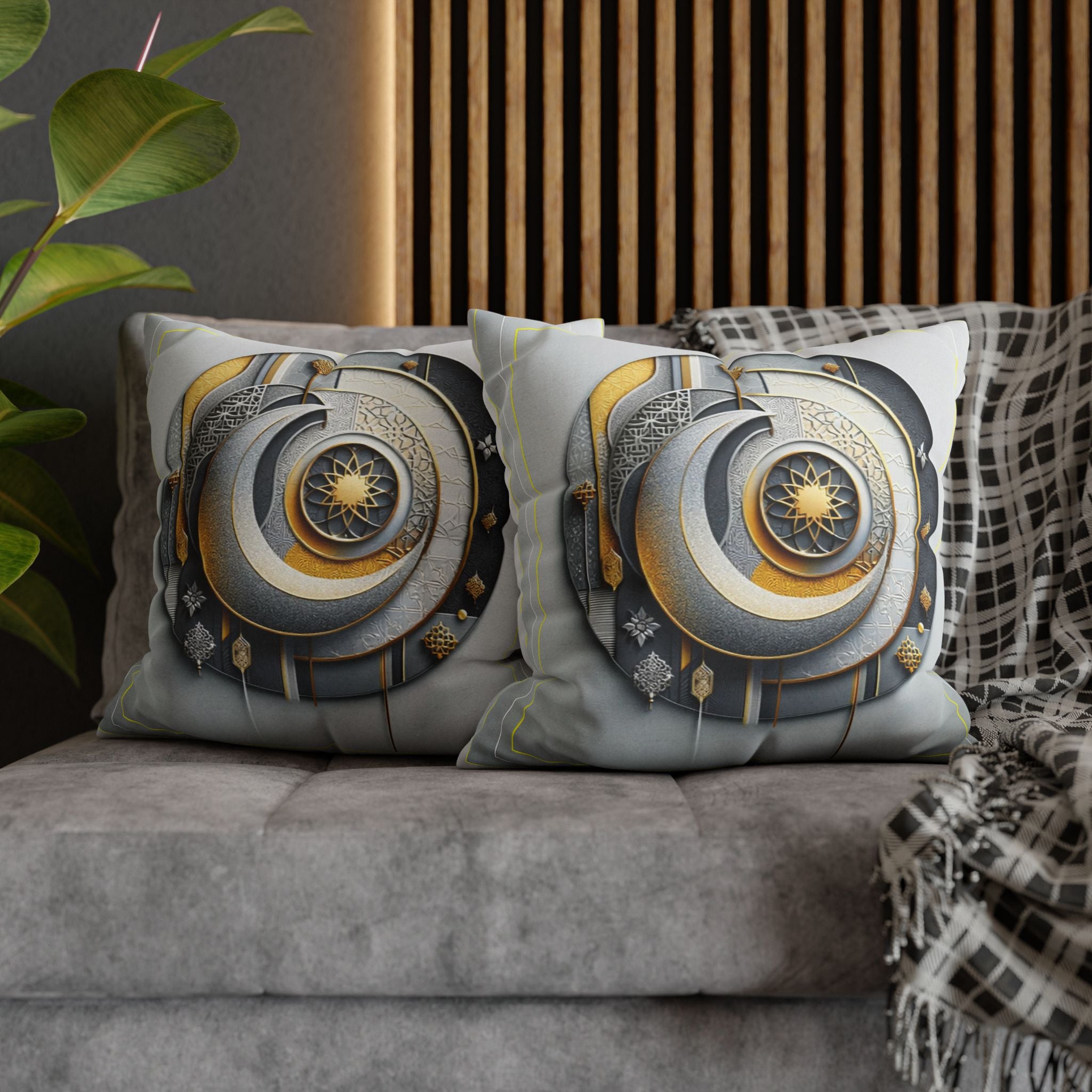 Islamic Art, Light-grey  - Polyester Square Pillowcase