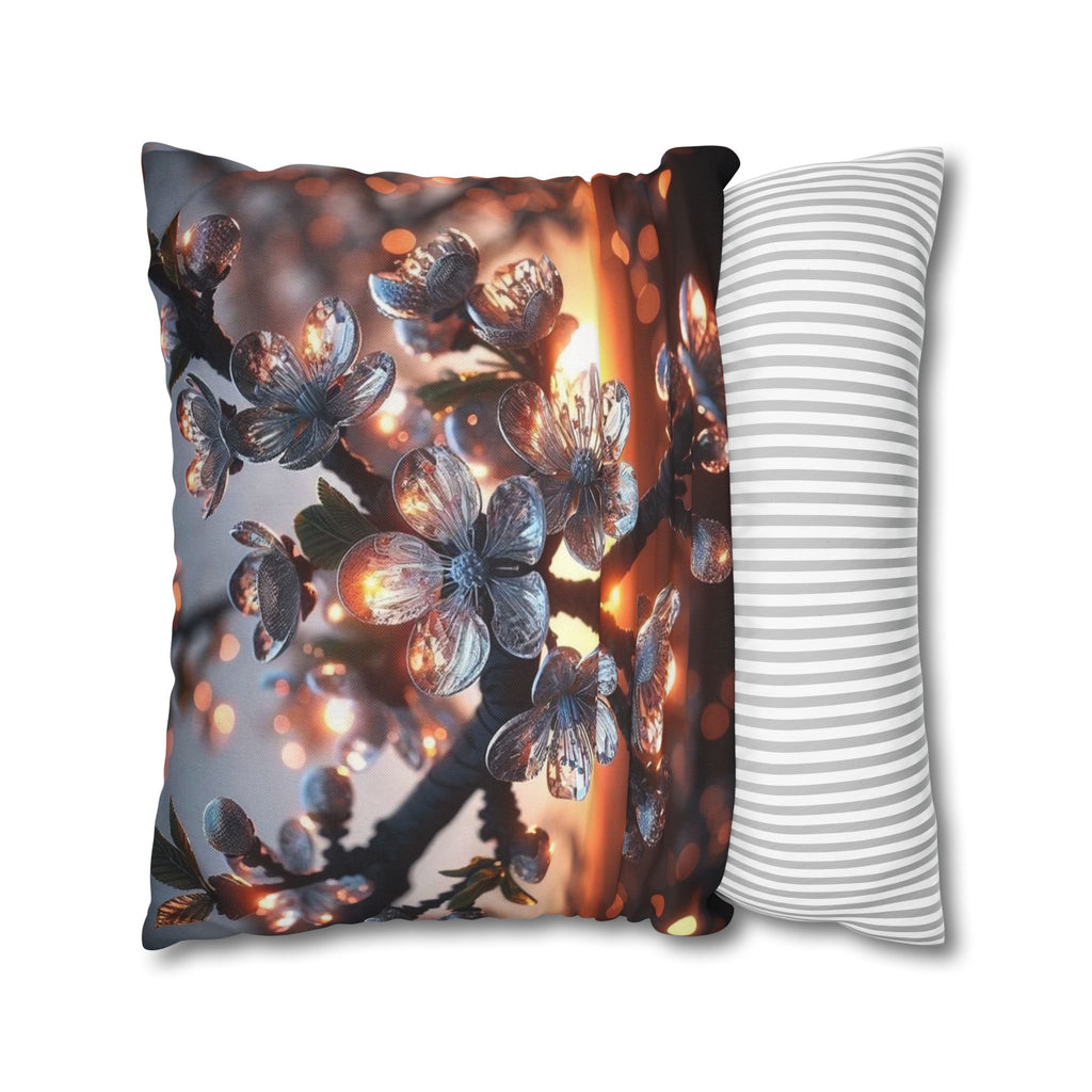 A branch full of white flowers - Polyester Square Pillowcase