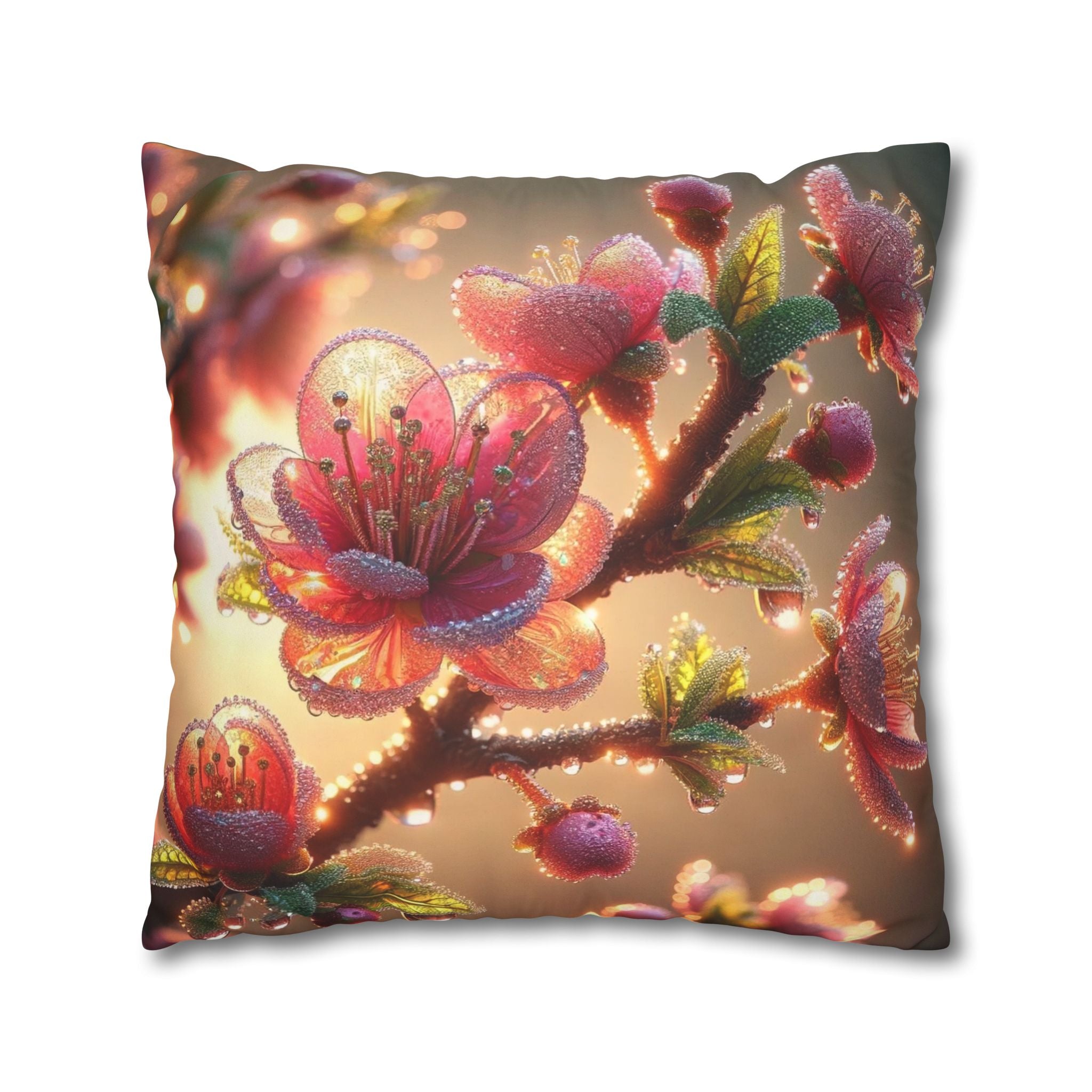 Large Pink flowers - Suede Square Pillowcase