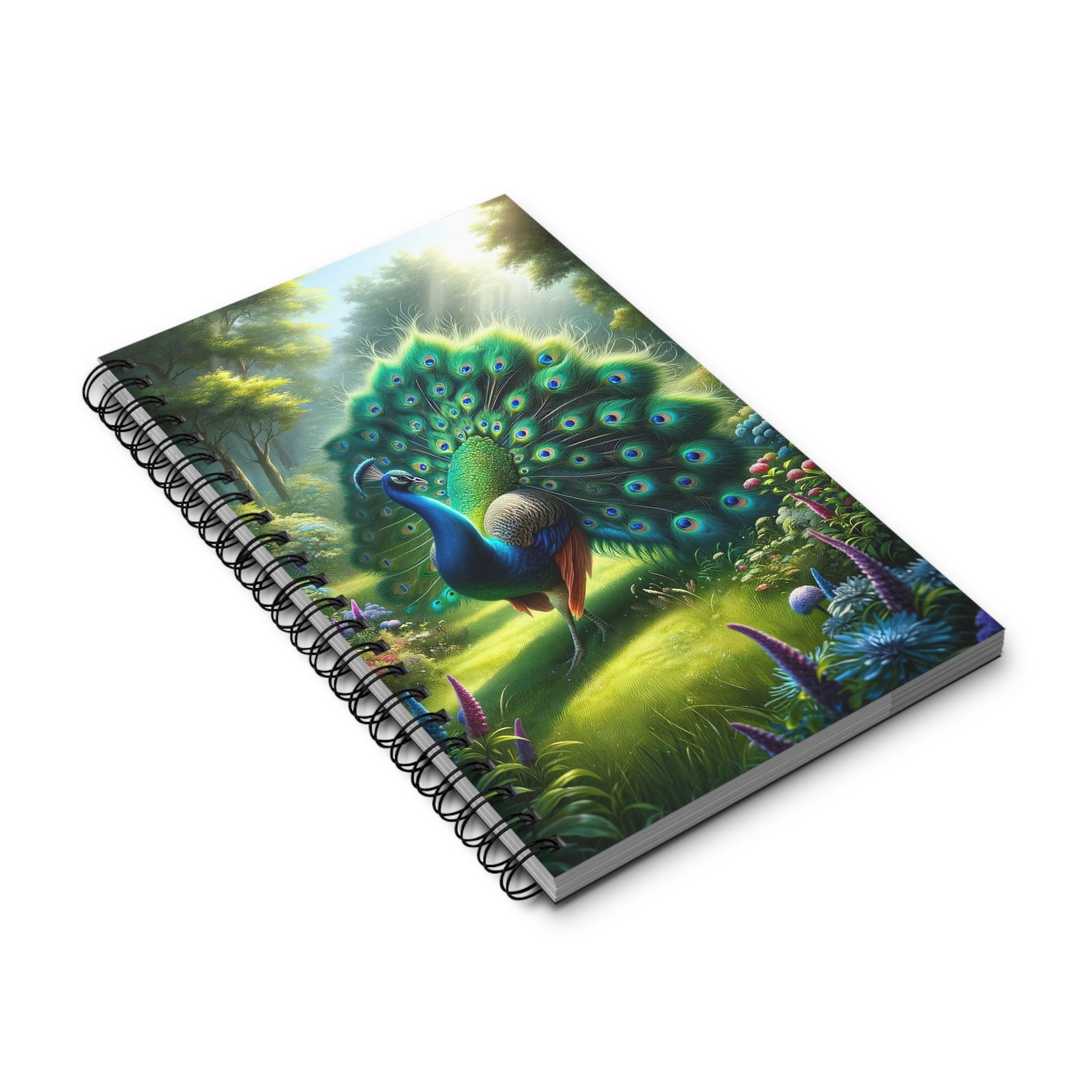 Vibrant Green Peacock - Spiral Journal
