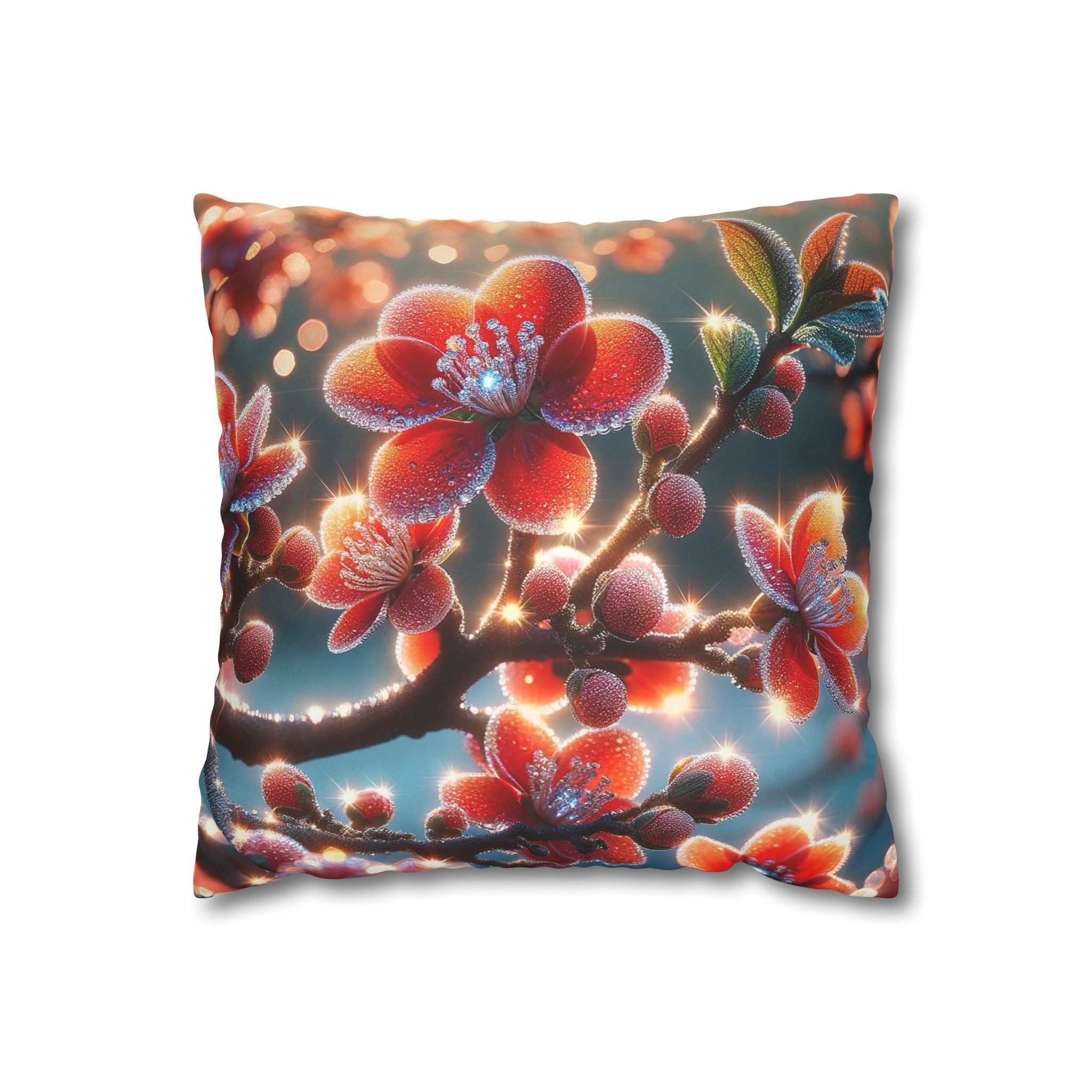 Red diamond flowers (in sun rise) - Suede Square Pillowcase