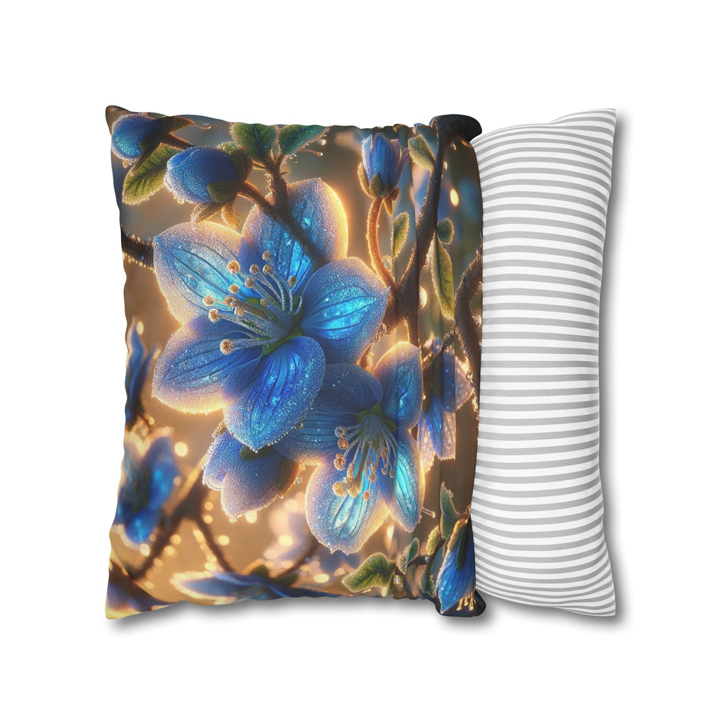 Large blue flowers  - Suede Square Pillowcase