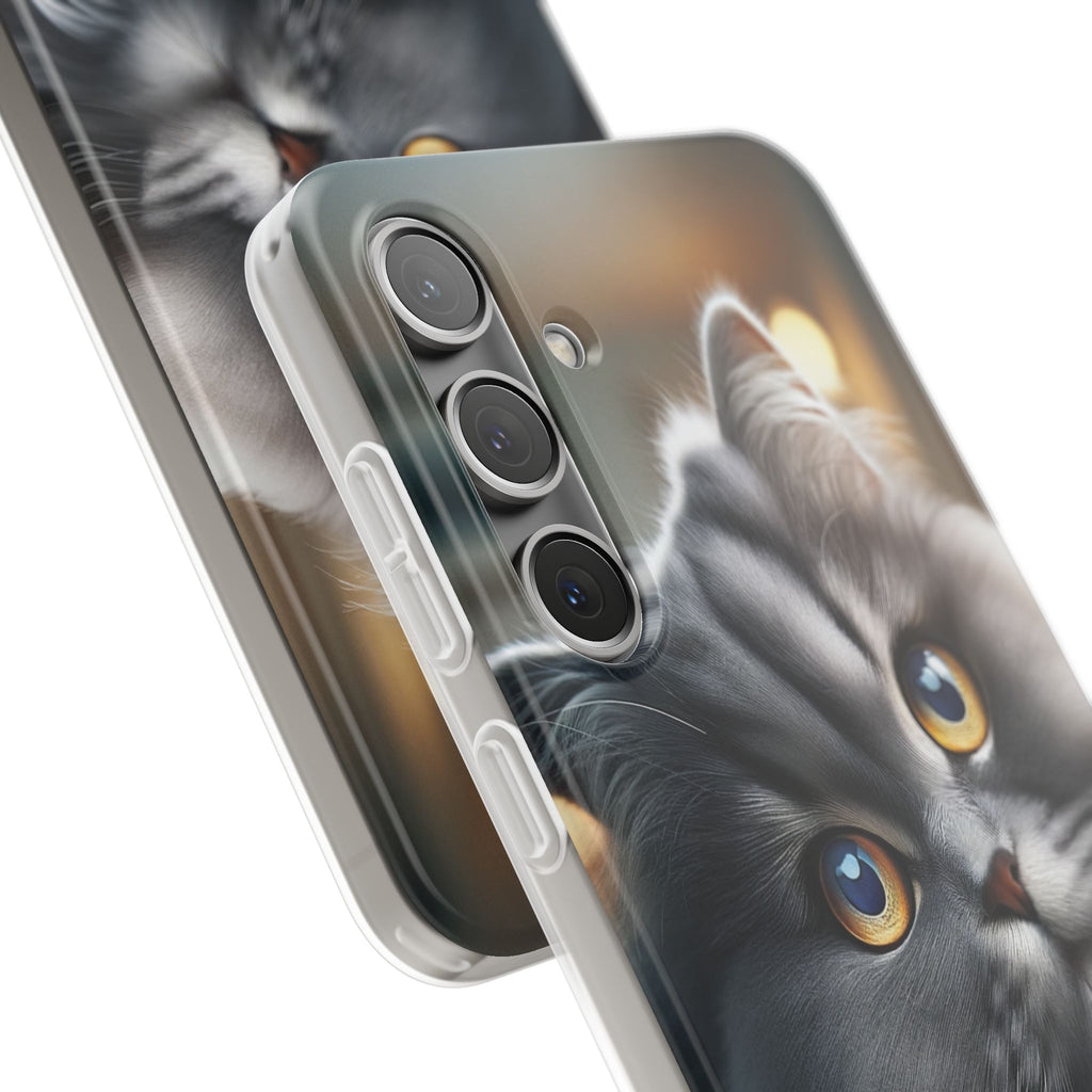 Curious, grey cat - Flexi Case (Samsung only)