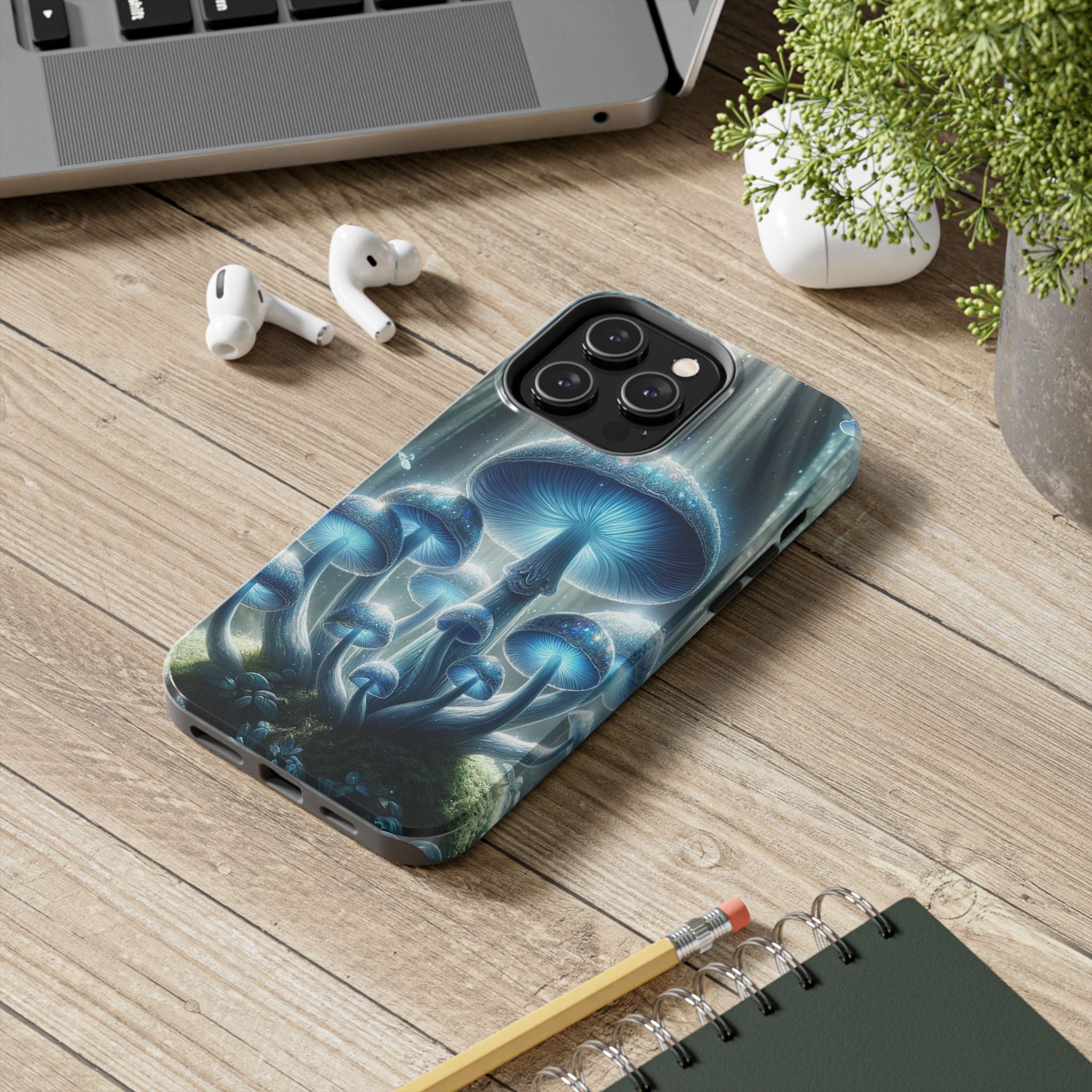 Light blue mushrooms - Tough Phone Case