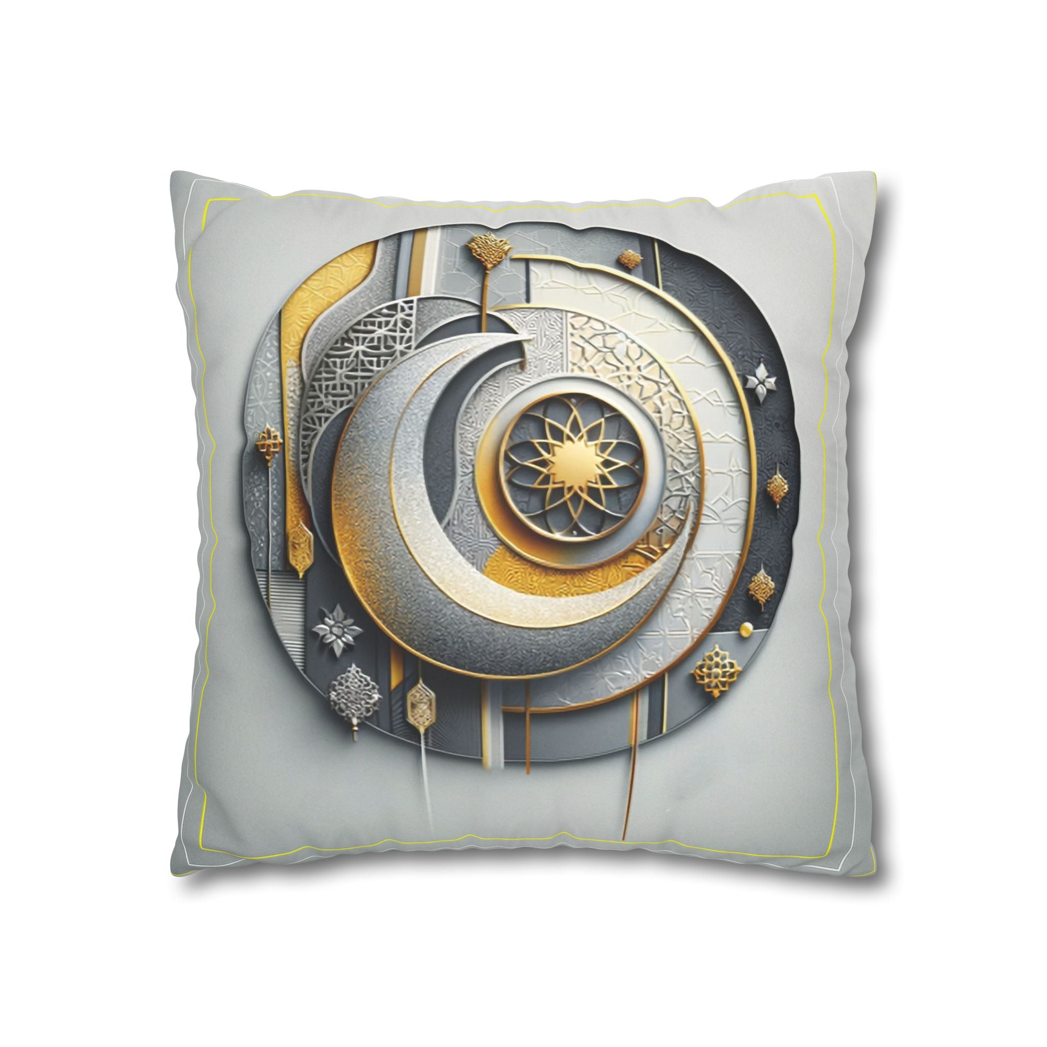 Islamic Art (gold, silver and grey) - Suede Square Pillowcase