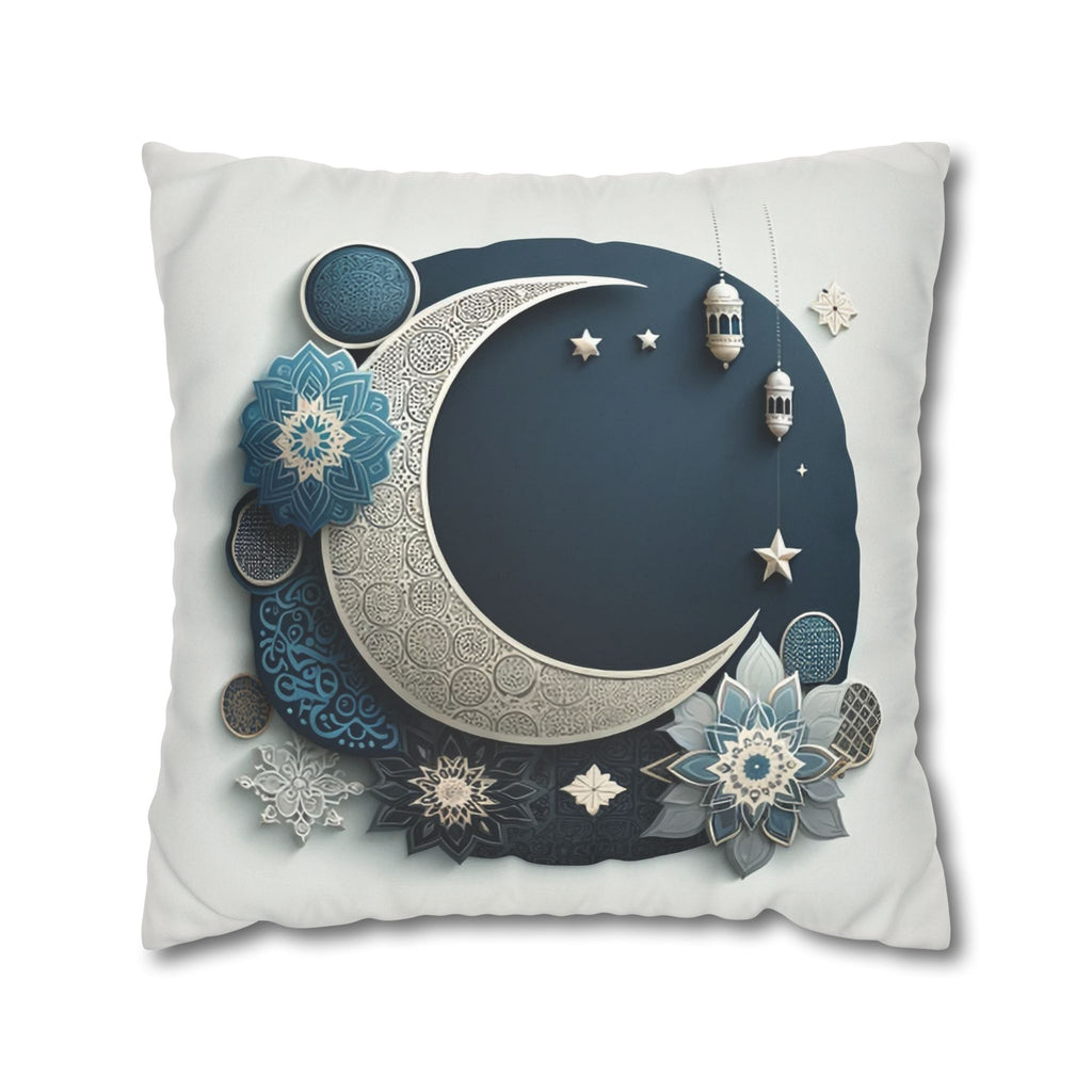 Islamic Art (large silver moon) - Suede Square Pillowcase