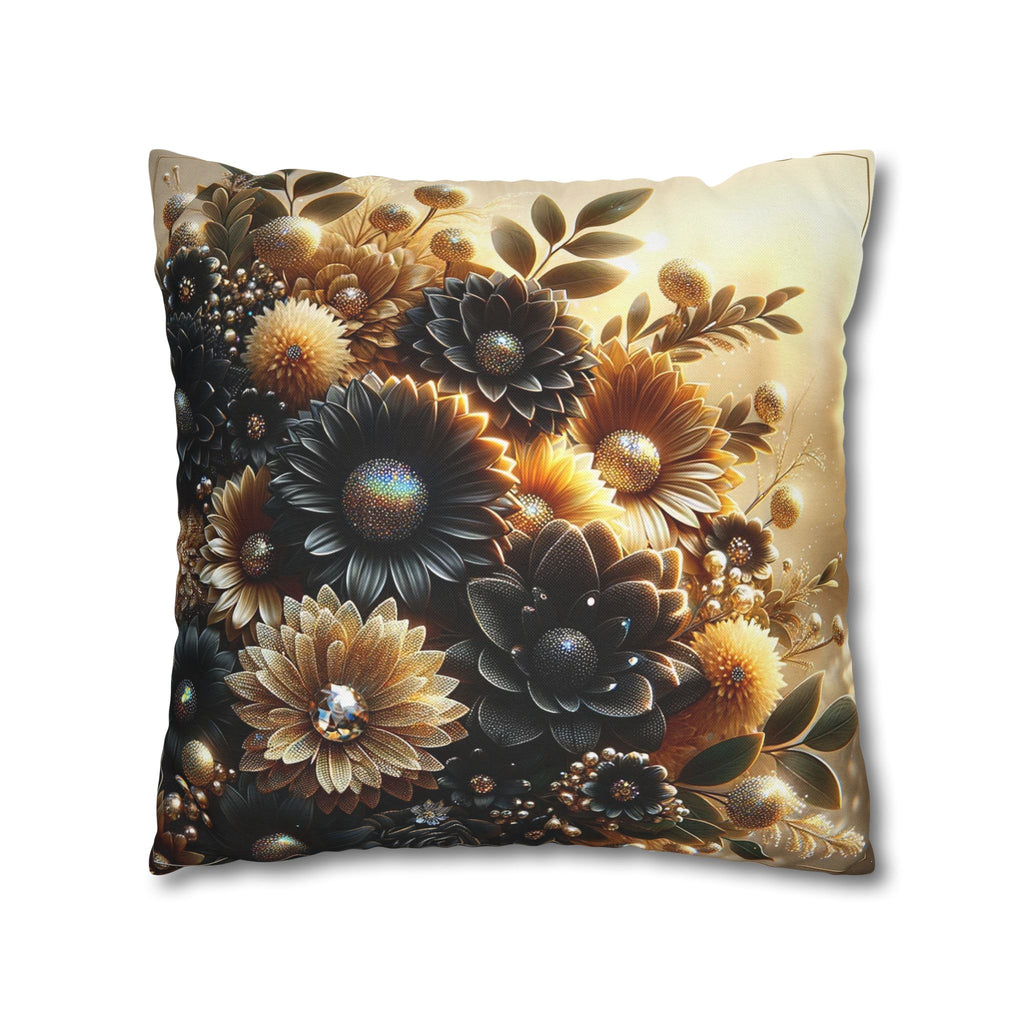 Black-golden Bouquet (2) - Polyester Square Pillowcase