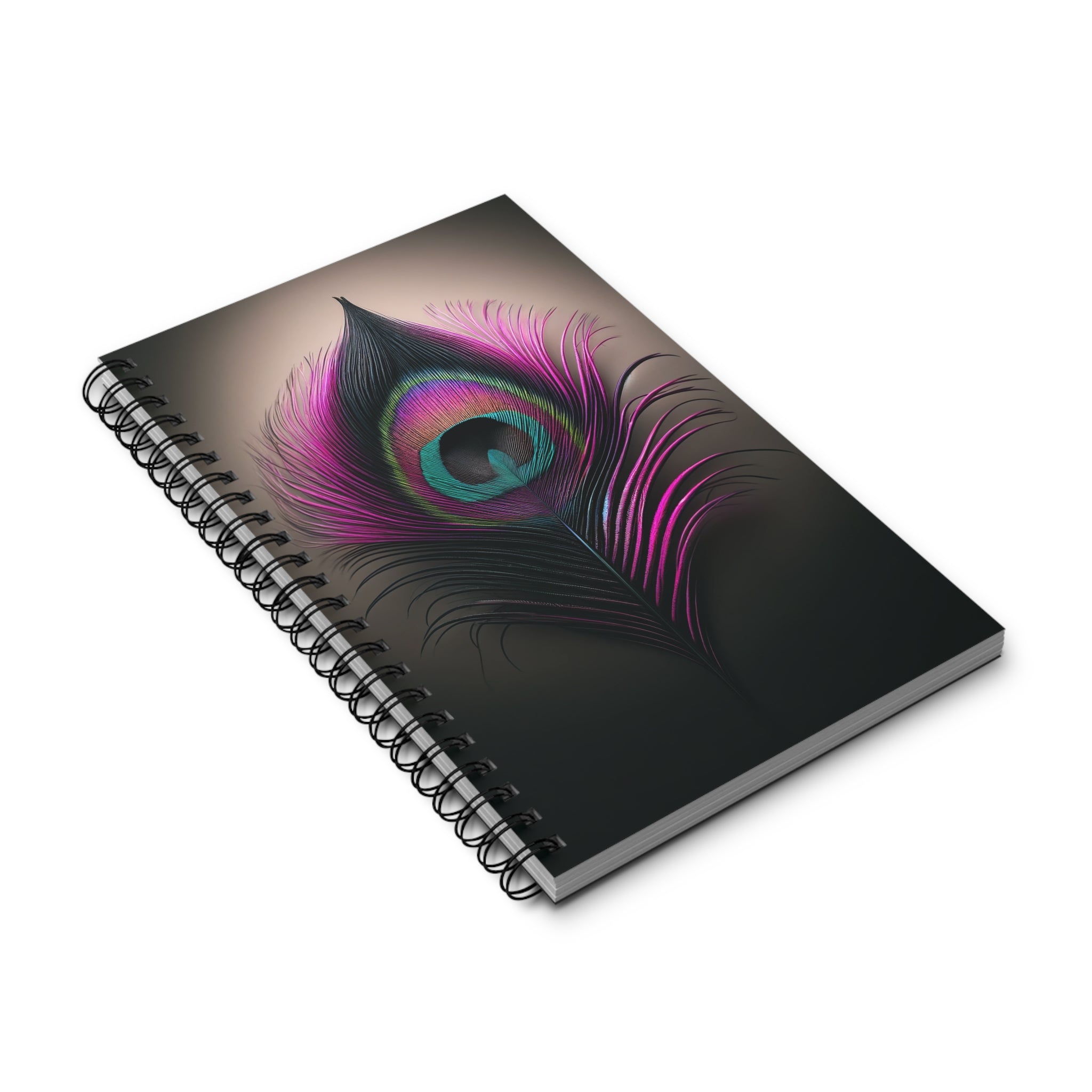 Fantasy Peacock Feather black-fuchsia (2) - Spiral Journal