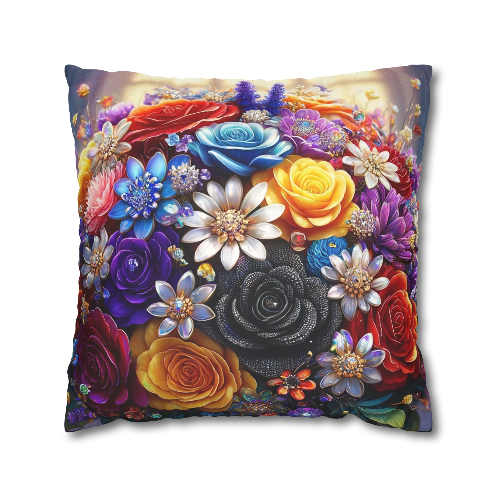 Bouquet of colourful flowers (in the sun) - Suede Square Pillowcase
