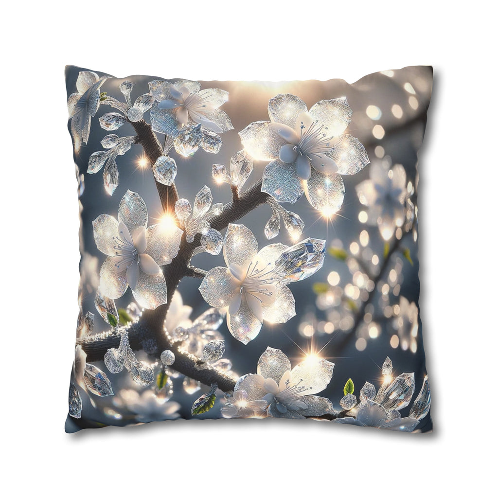 White, diamond flowers (5) - Suede Square Pillowcase