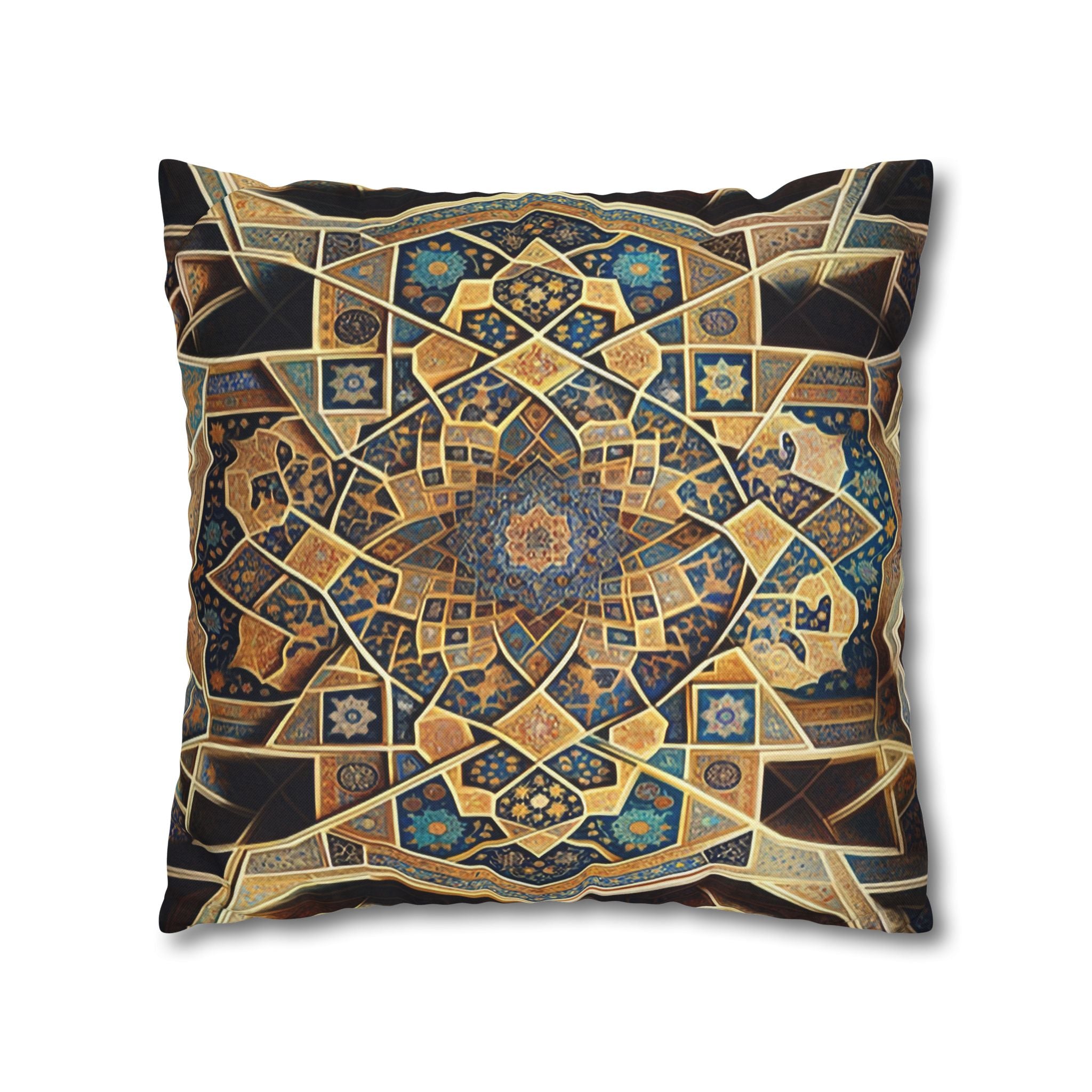 Persian Art, yellow-brown - Polyester Square Pillowcase