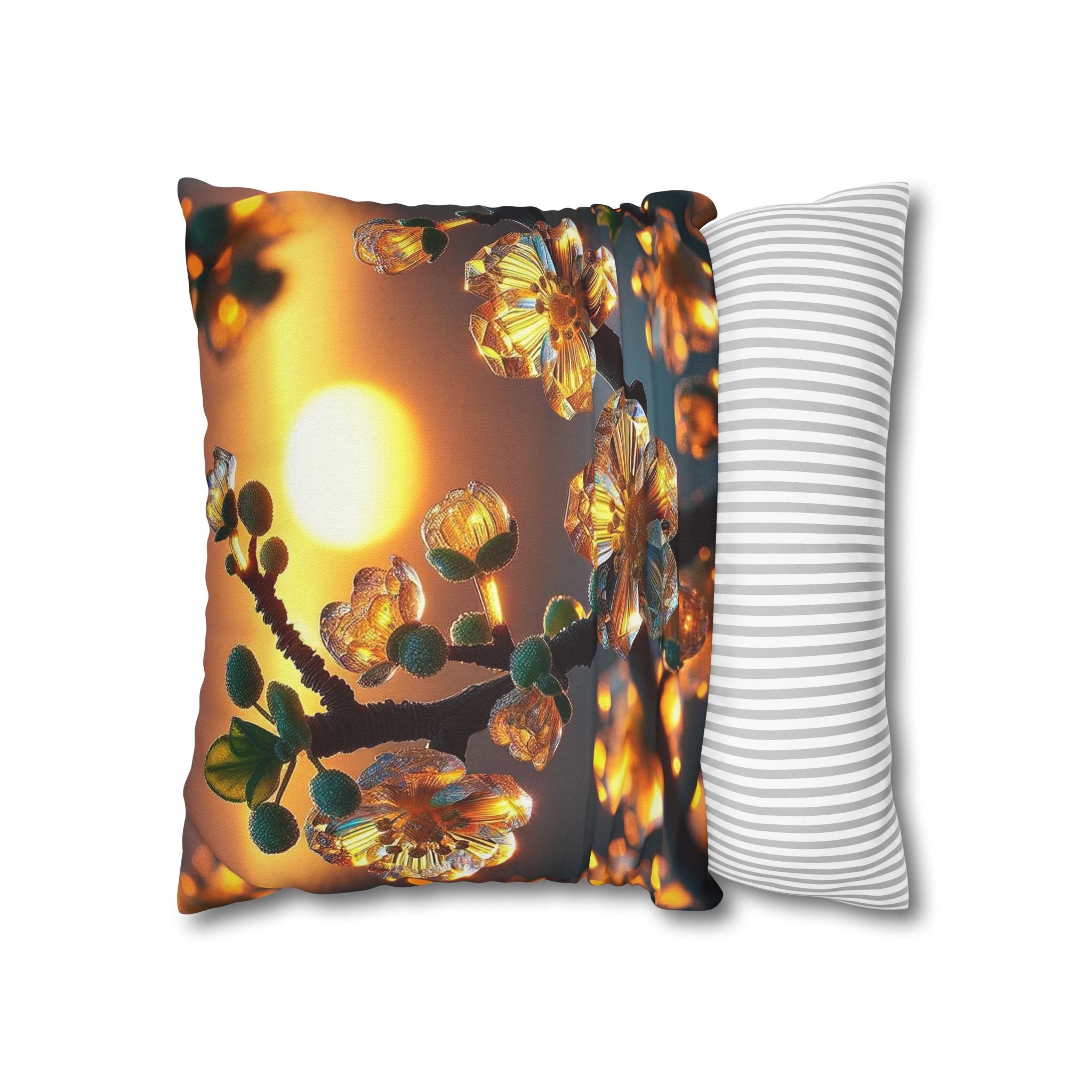 Yellow flowers in sunset - Polyester Square Pillowcase