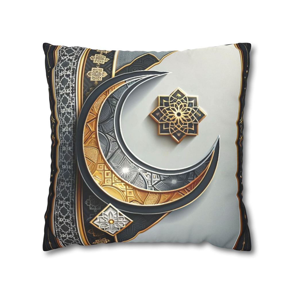 Islamic Art (gold & silver moon)) - Suede Square Pillowcase