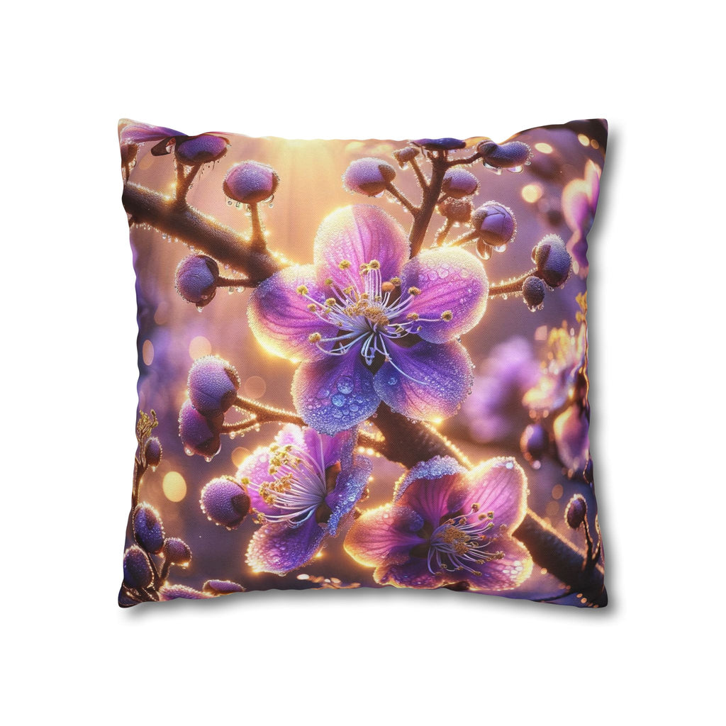 Purple-white, diamond flowers - Polyester Square Pillowcase