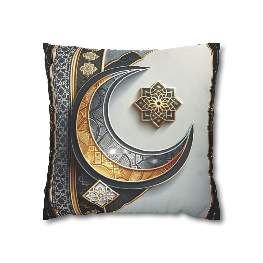 Islamic Art (gold & silver moon)) - Suede Square Pillowcase