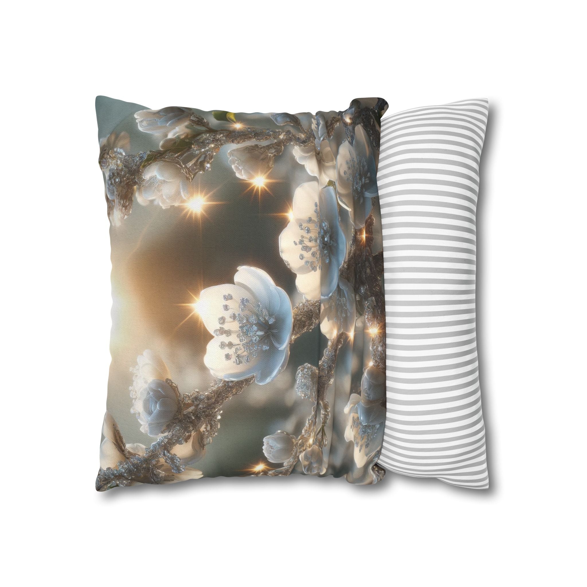 Small white flowers - Polyester Square Pillowcase